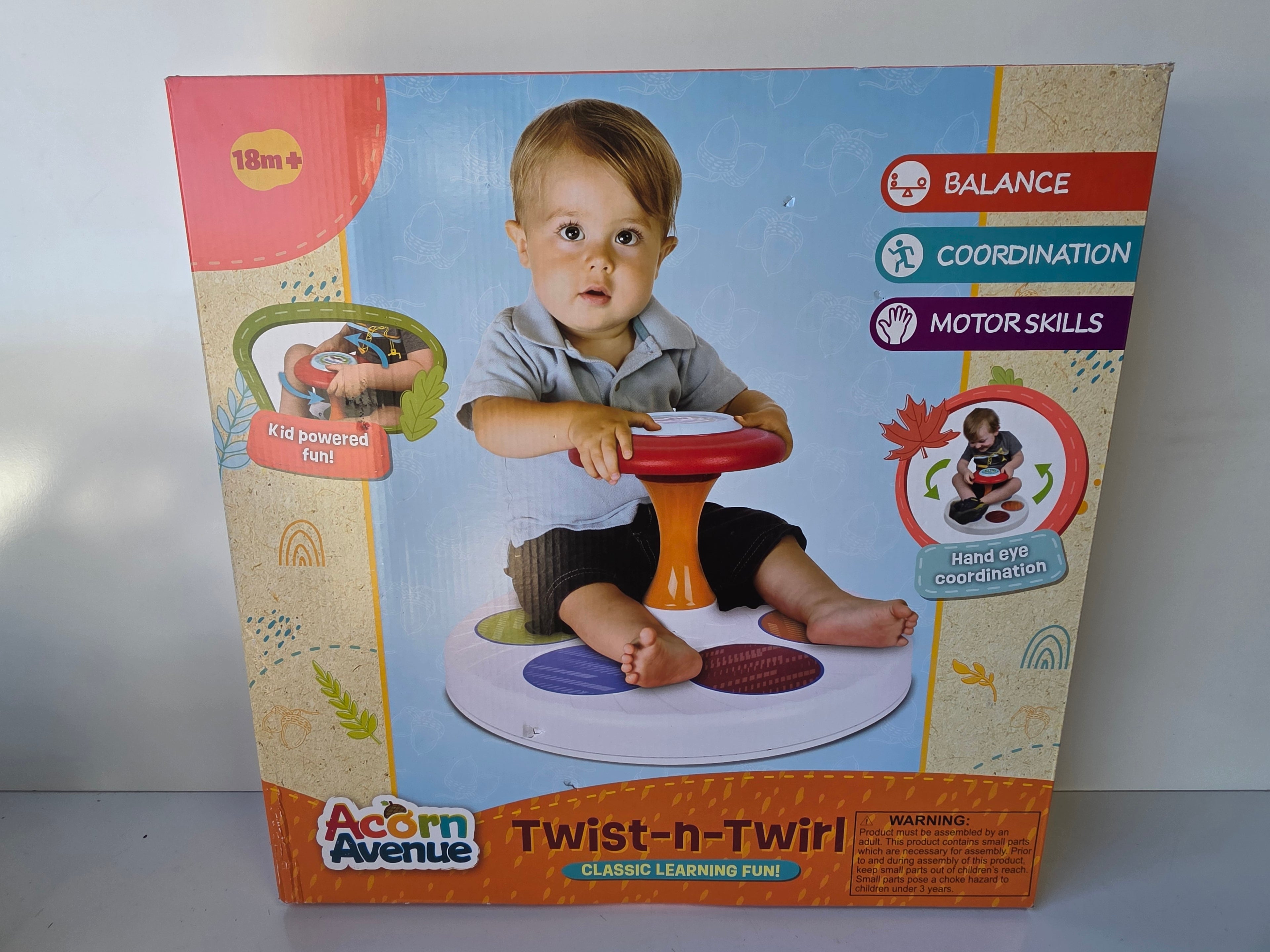 Acorn Avenue Twist-n-Twirl Classic Learning Fun Balance and Coordination Toy for Toddlers