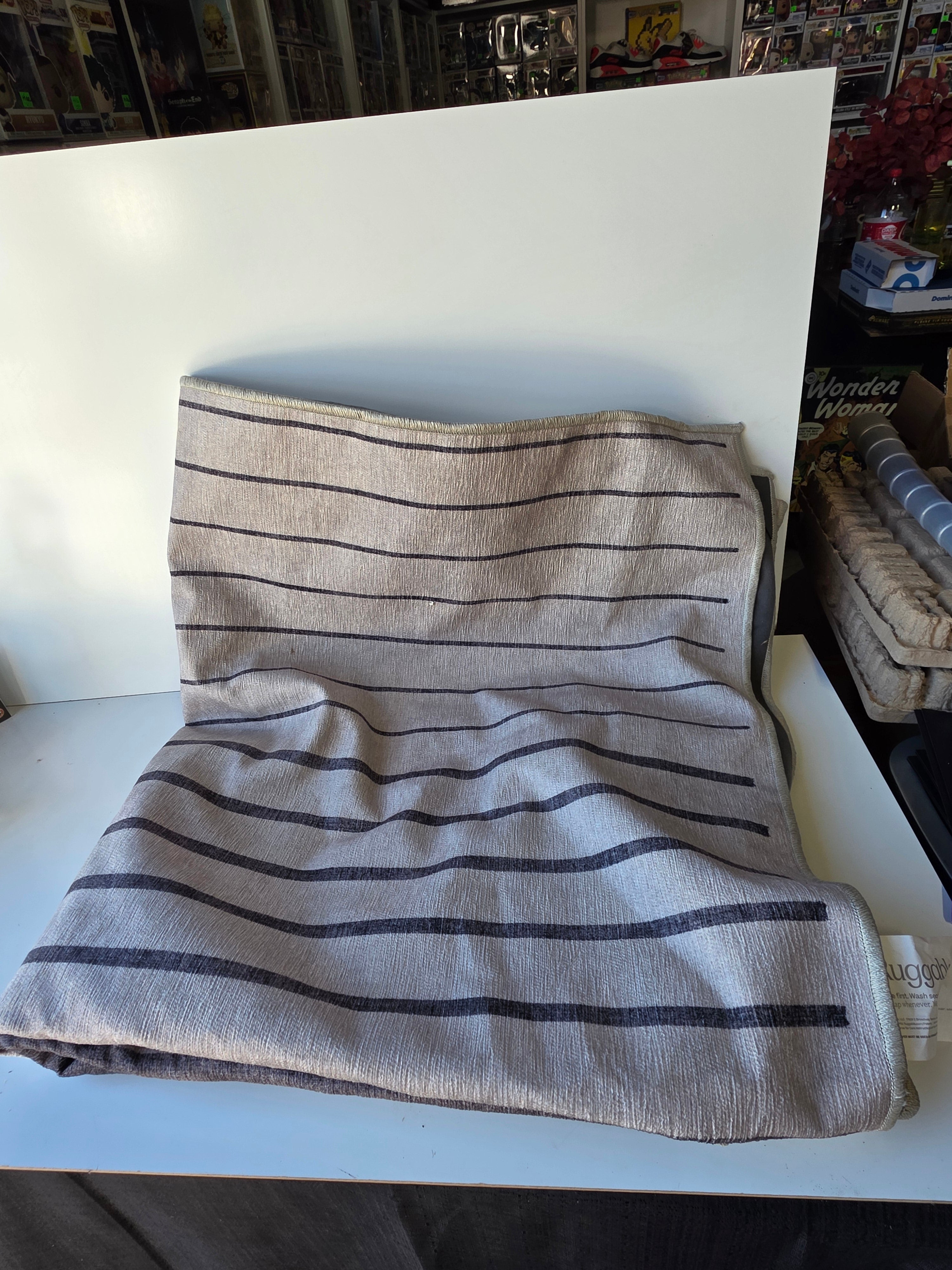 Ruggable 8x10 Washable Rug Cover And Nonslip Pad Striped Neutral Gray