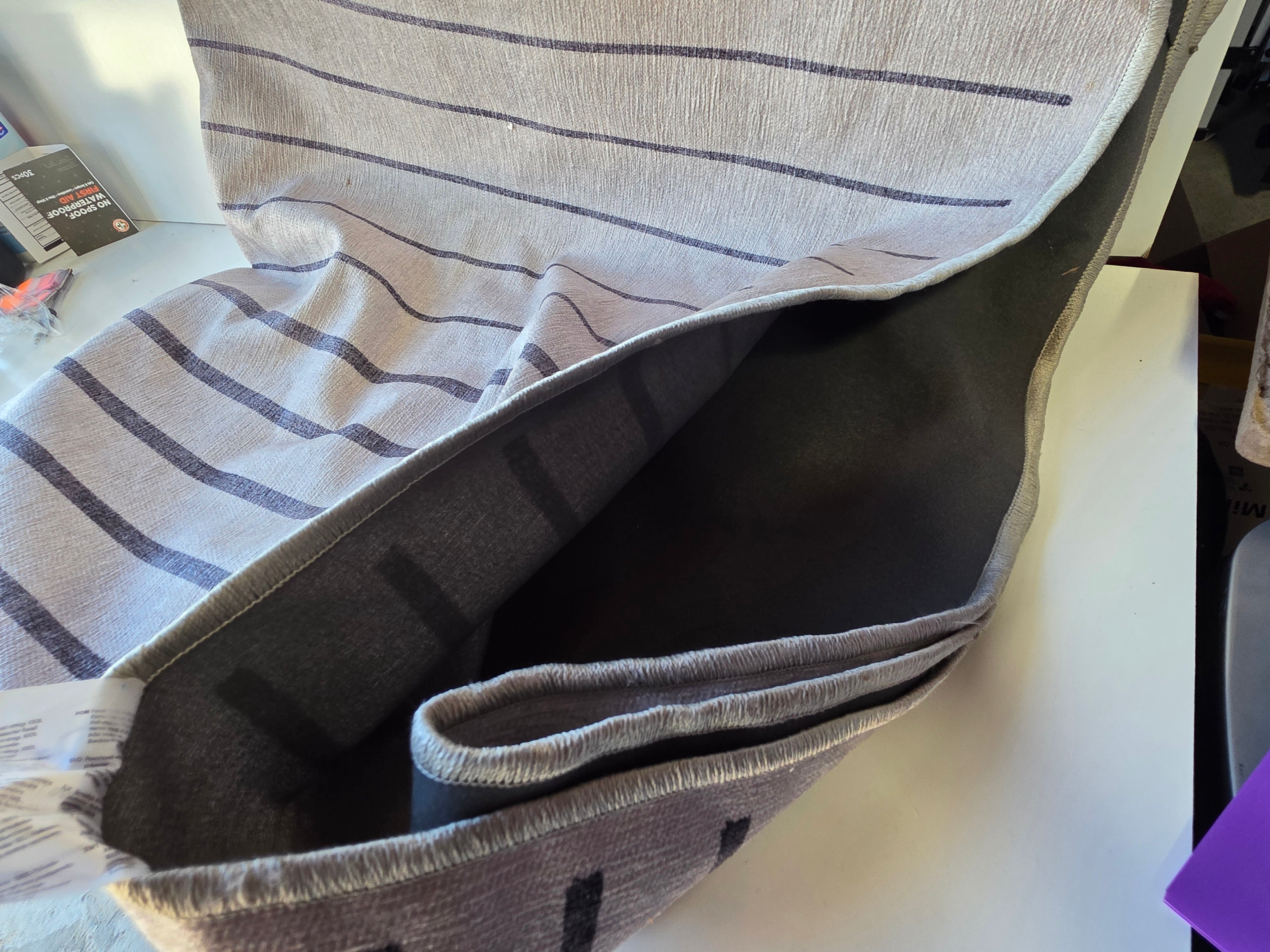 Ruggable 8x10 Washable Rug Cover And Nonslip Pad Striped Neutral Gray