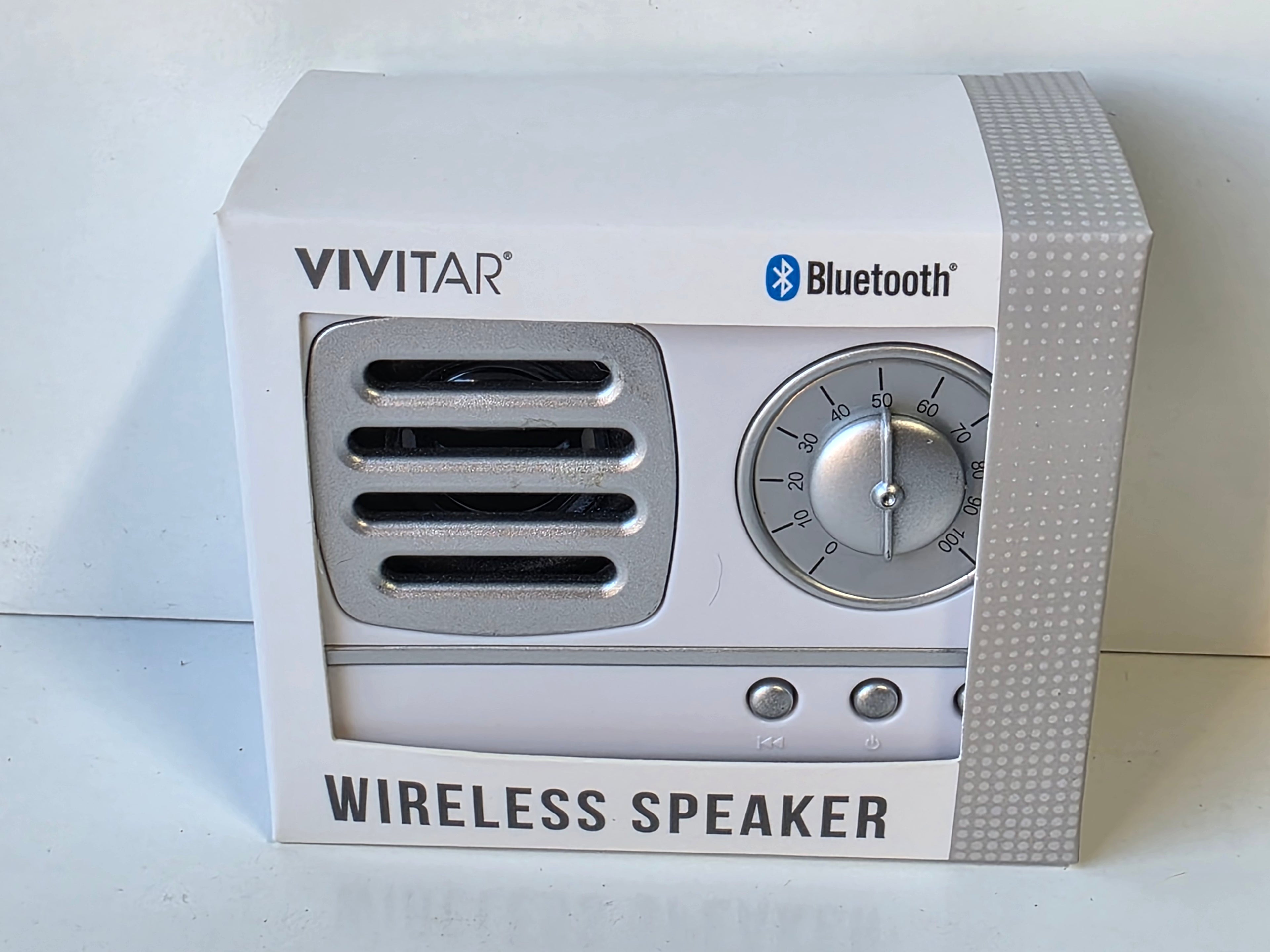 Vivitar Bluetooth Wireless Speaker Retro Silver Design Portable Audio Collectible Device