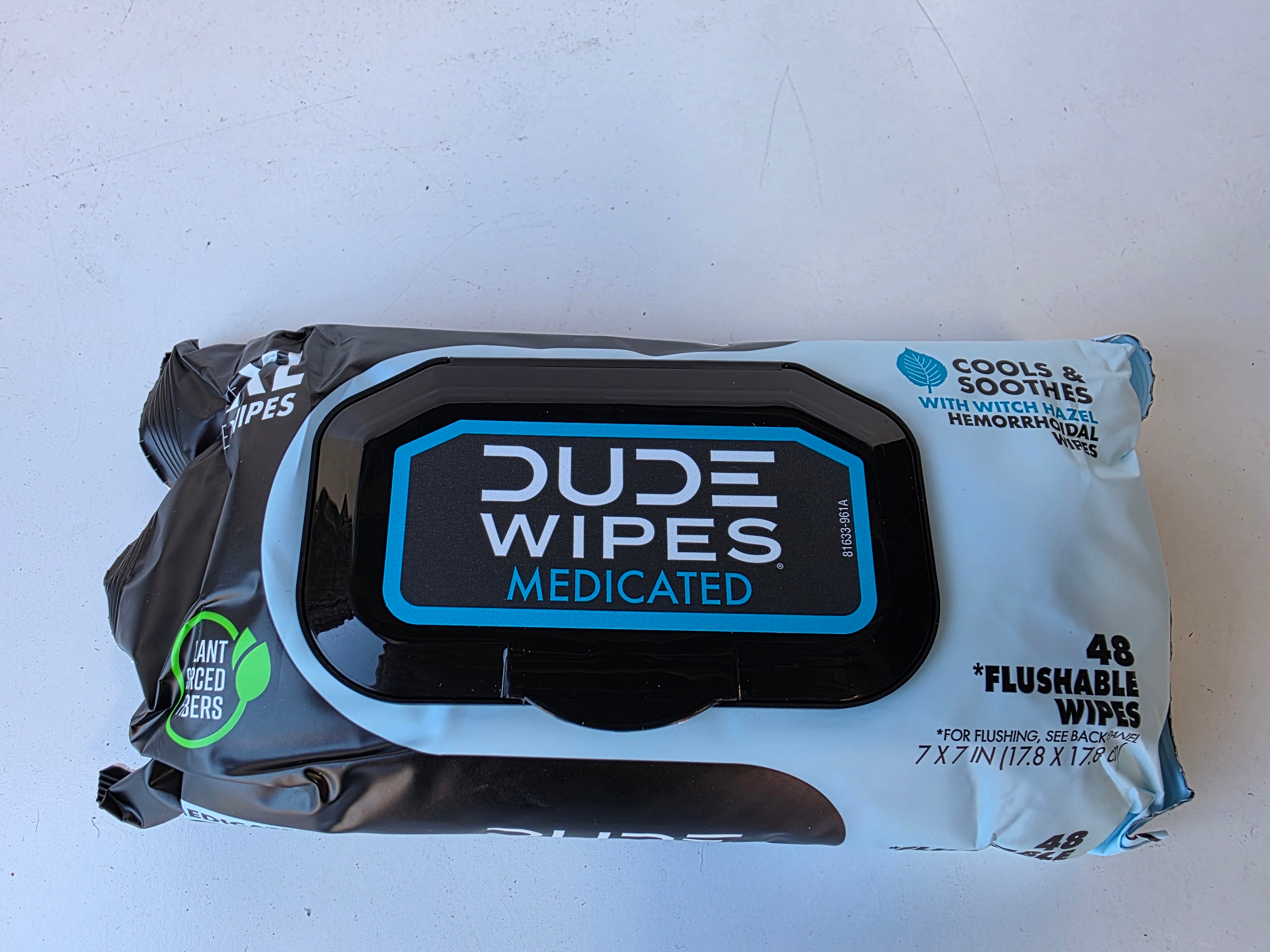 DUDE Wipes Medicated Flushable Wipes – 48 Count (with Witch Hazel & Aloe)