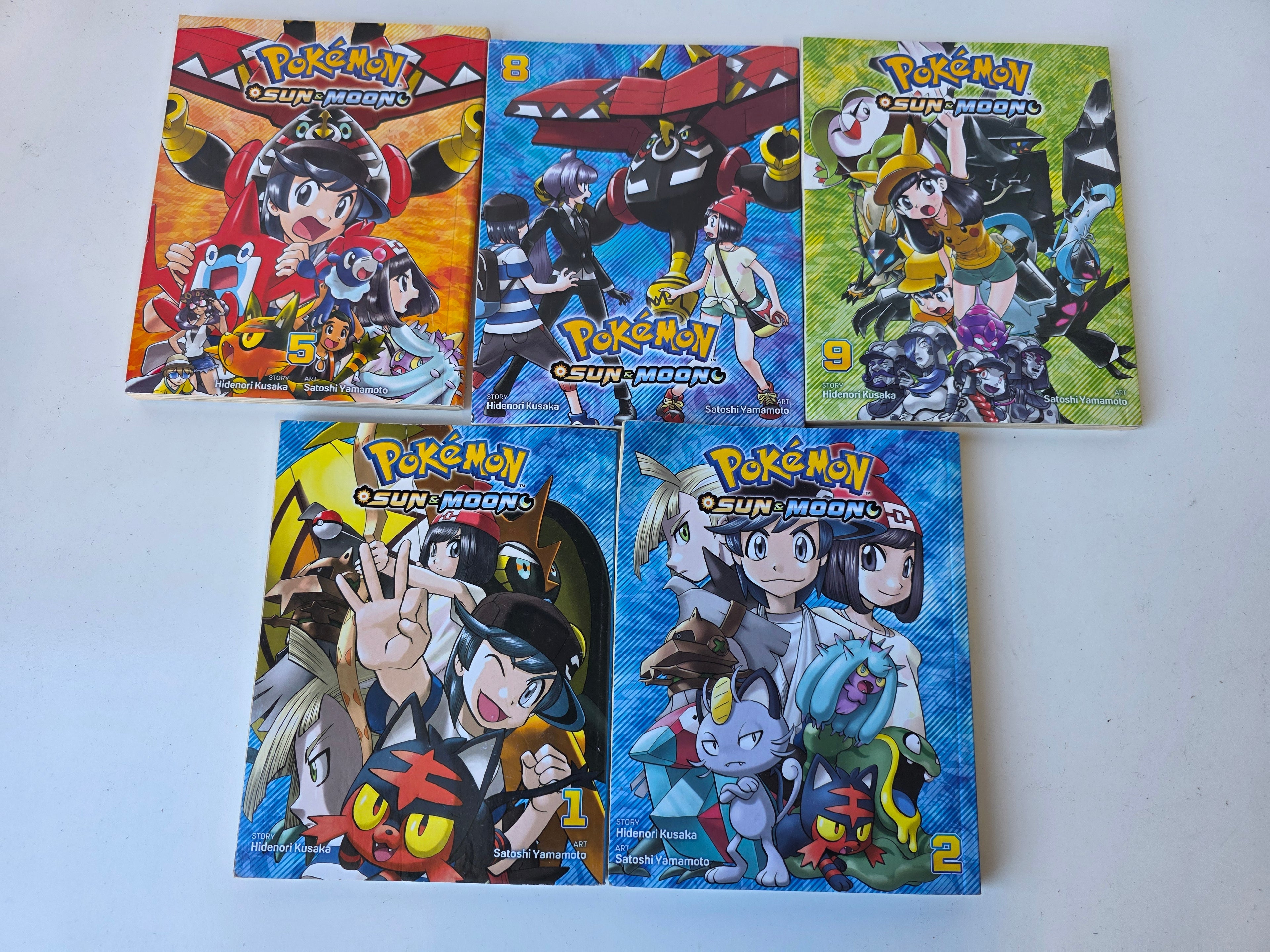 Pokémon Sun And Moon Manga Lot Volumes 1 2 5 8 9 English Graphic Novel Collection