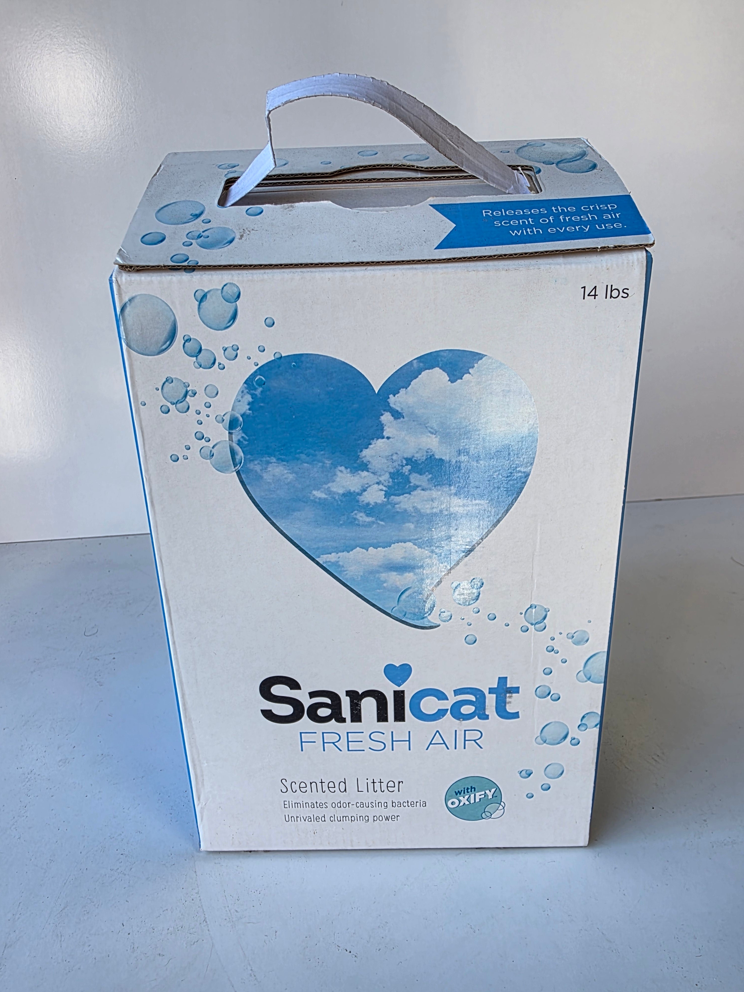 Sanicat Fresh Air Scented Clumping Cat Litter With Oxify Odor Control 14 Pound Box