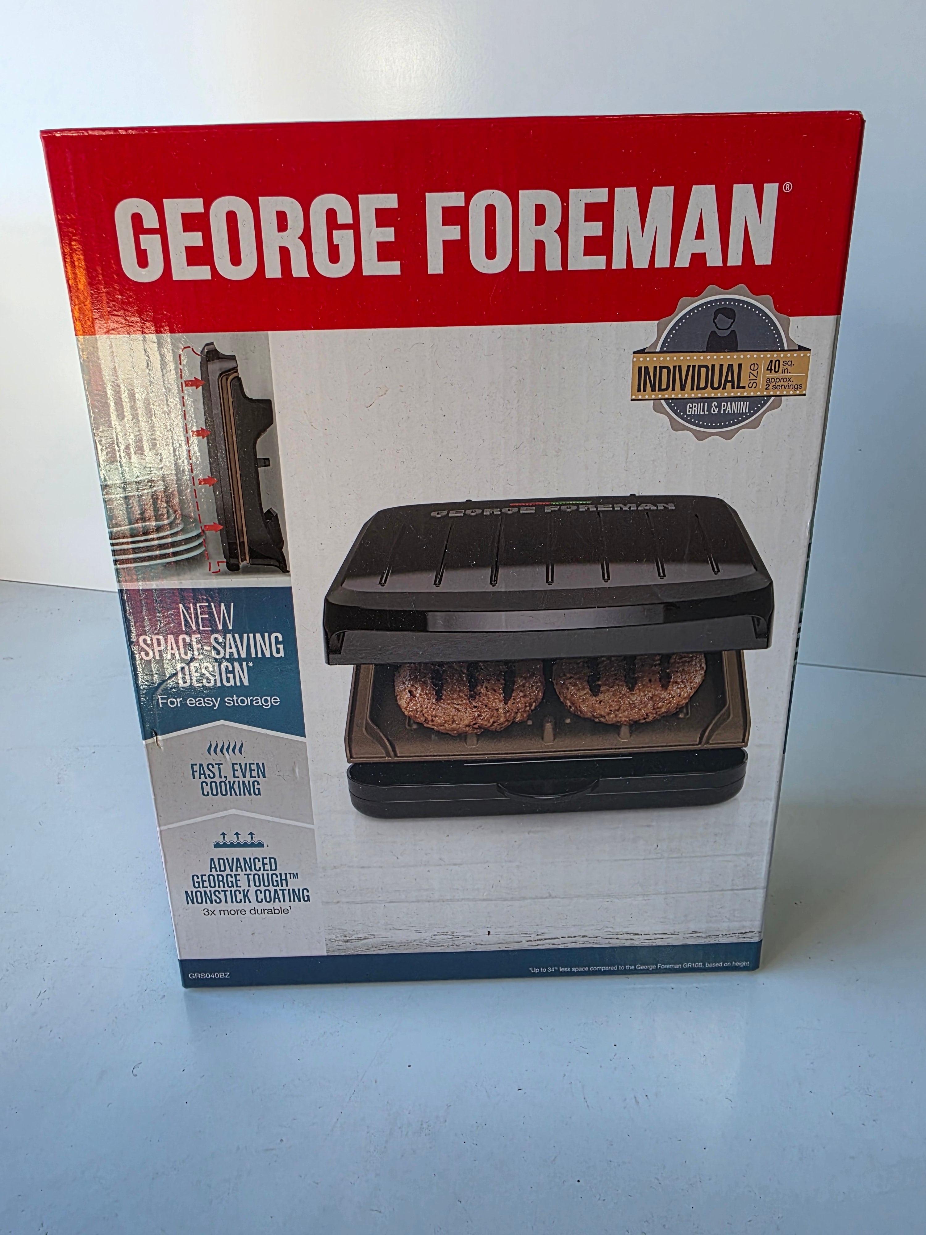 George Foreman Individual Grill And Panini Maker Space Saving Electric Nonstick Press