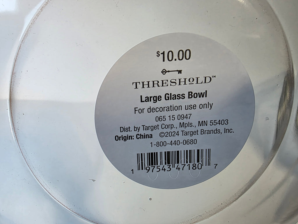 Threshold Large Clear Glass Decorative Bowl Modern Minimalist Home Accent