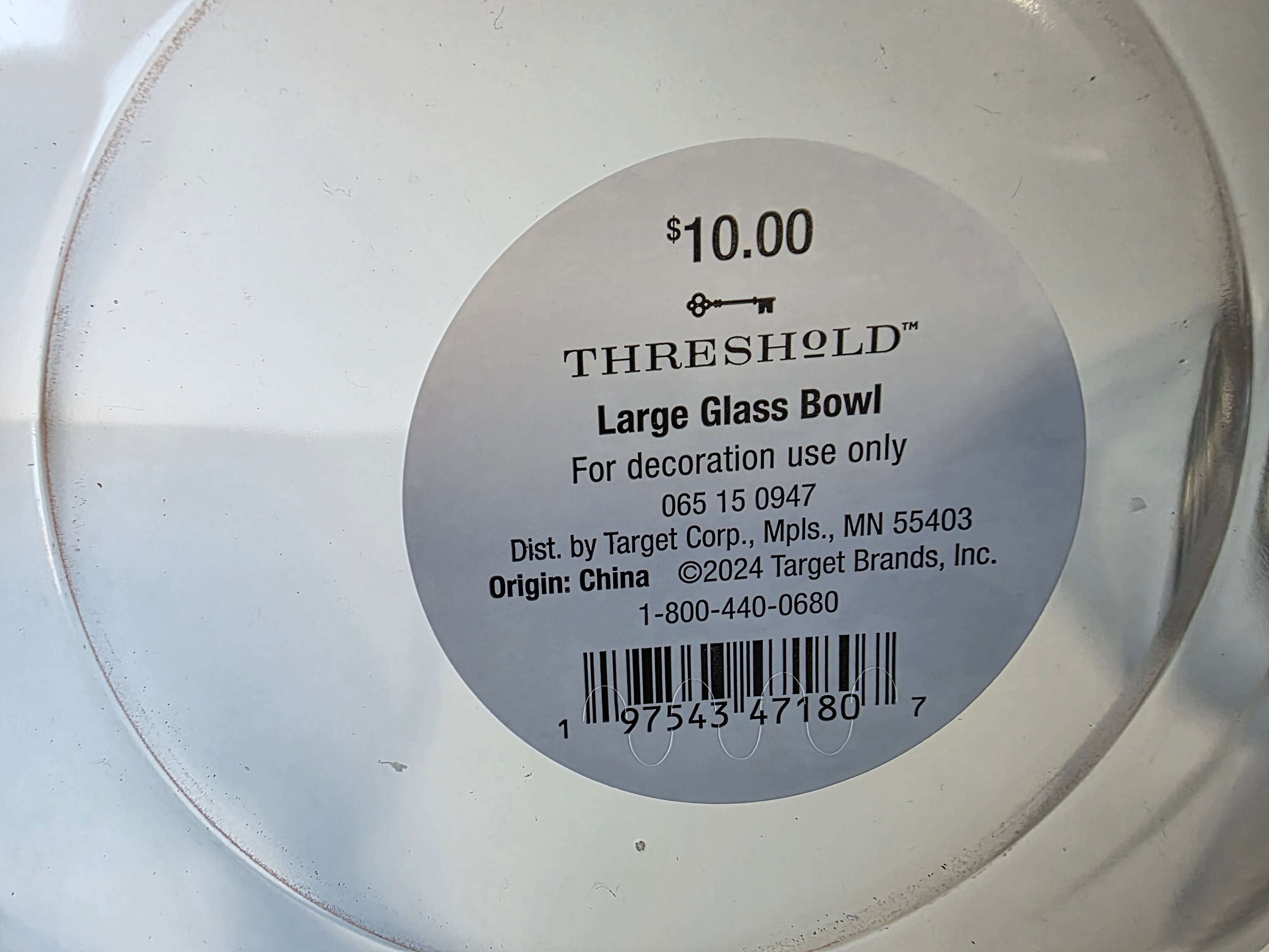 Threshold Large Clear Glass Decorative Bowl Modern Minimalist Home Accent