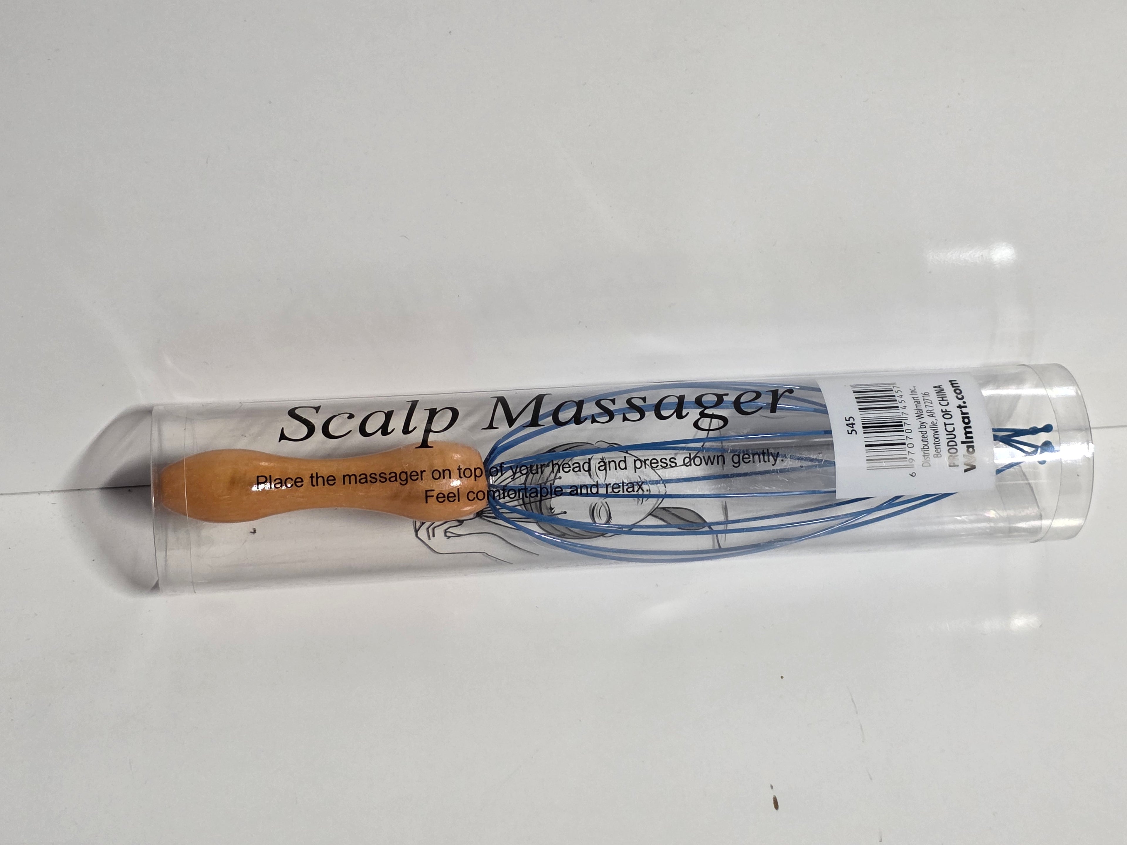 Wood Handle Scalp Massager Head Scratcher Relaxation Tool In Clear Tube