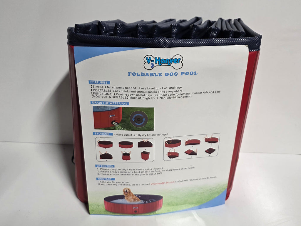 V-Hanver Foldable Dog Pool Portable Pet Bath Tub Non Slip PVC Outdoor Bathing Pool