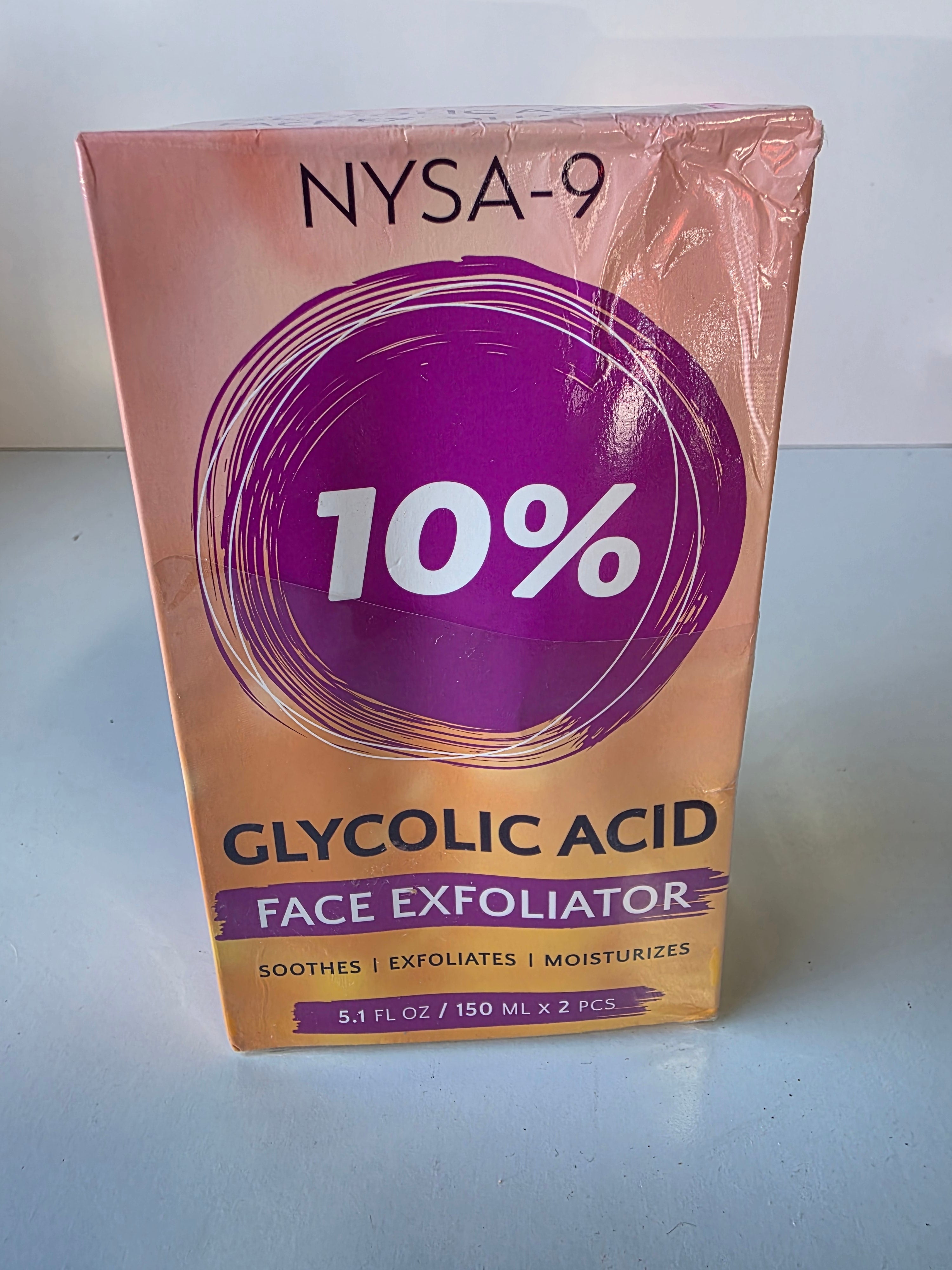 Nysa 9 Glycolic Acid 10 Percent Face Exfoliator Soothing Moisturizing Skincare