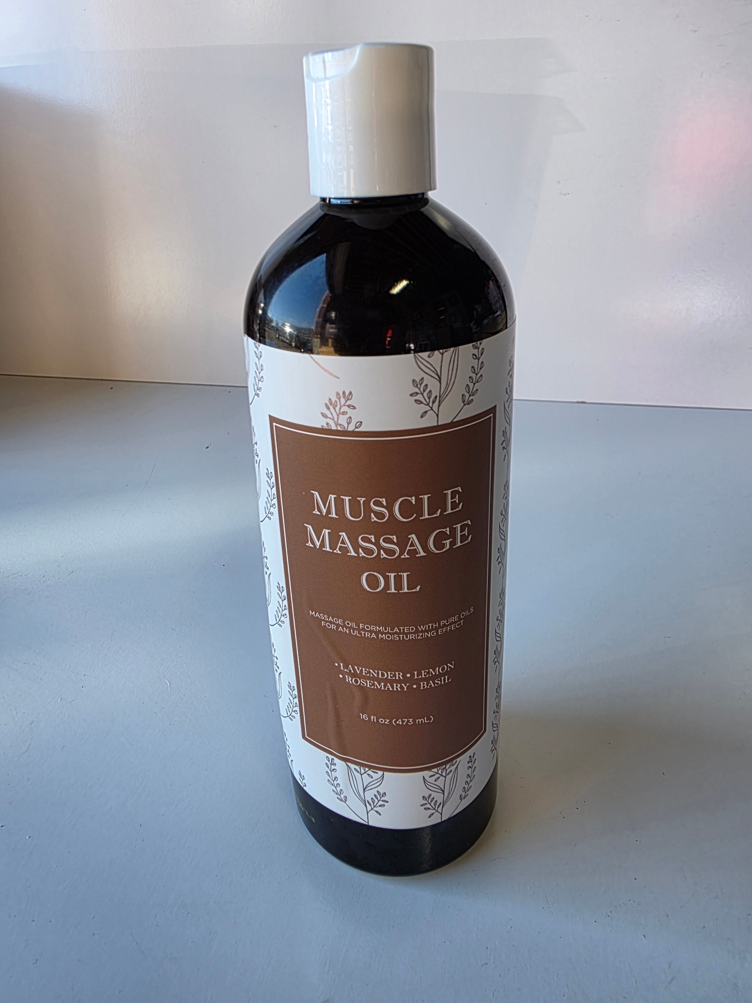 Lavender Lemon Rosemary Basil Muscle Massage Oil 8oz Relaxing Moisturizing Blend