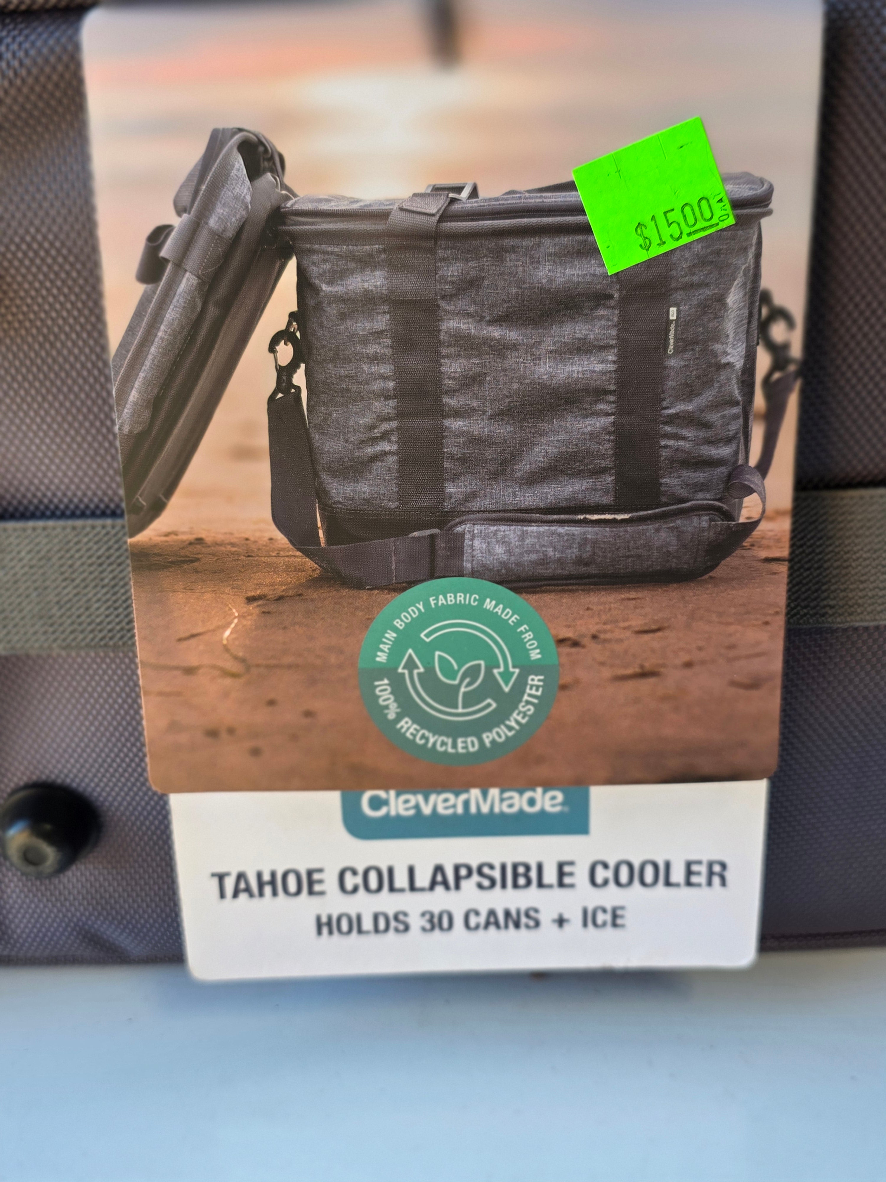 CleverMade Tahoe Collapsible Cooler Bag Recycled Polyester Portable 30 Can Capacity