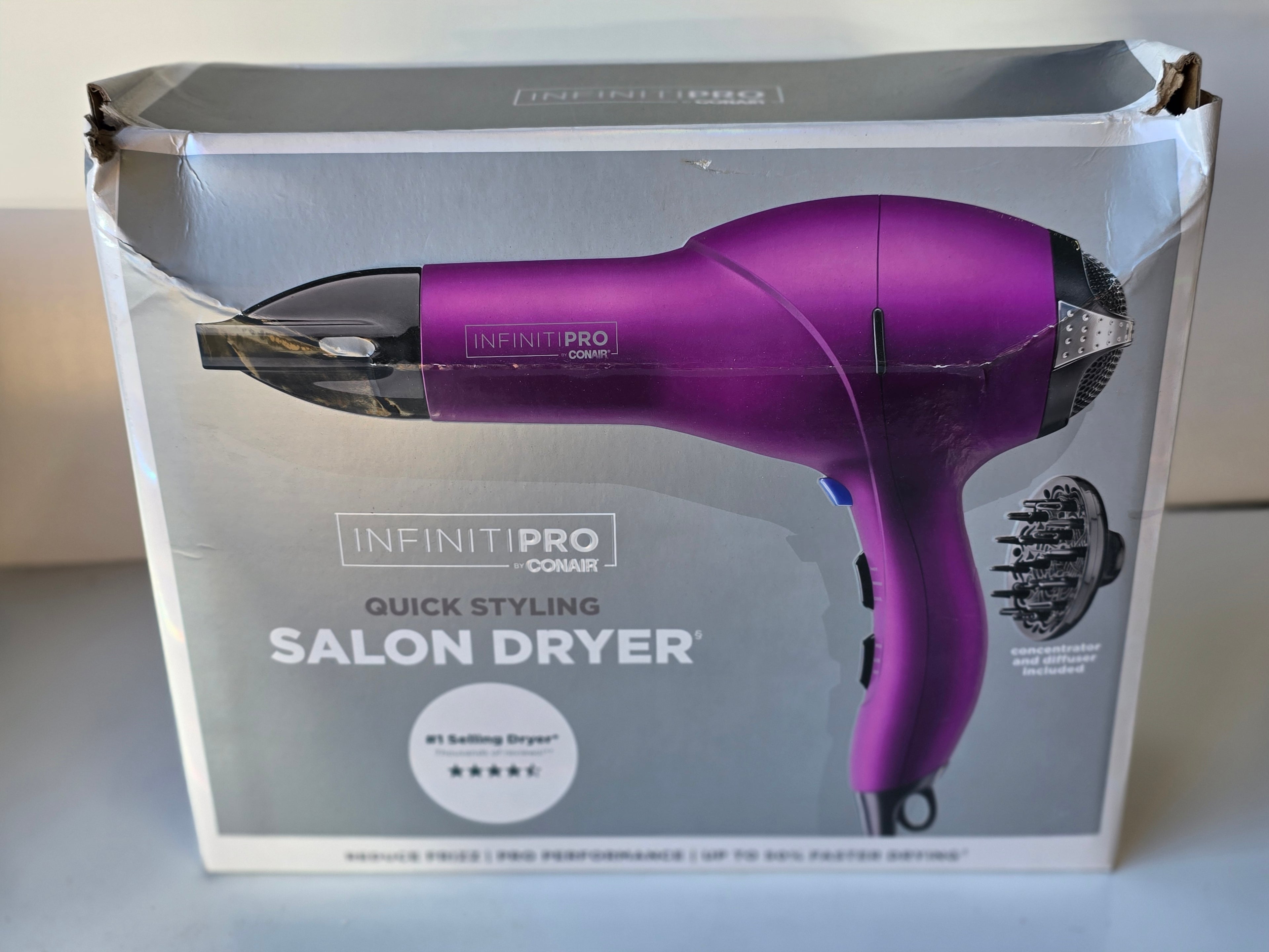 InfinitiPro By Conair Quick Styling Salon Hair Dryer With Diffuser And Concentrator