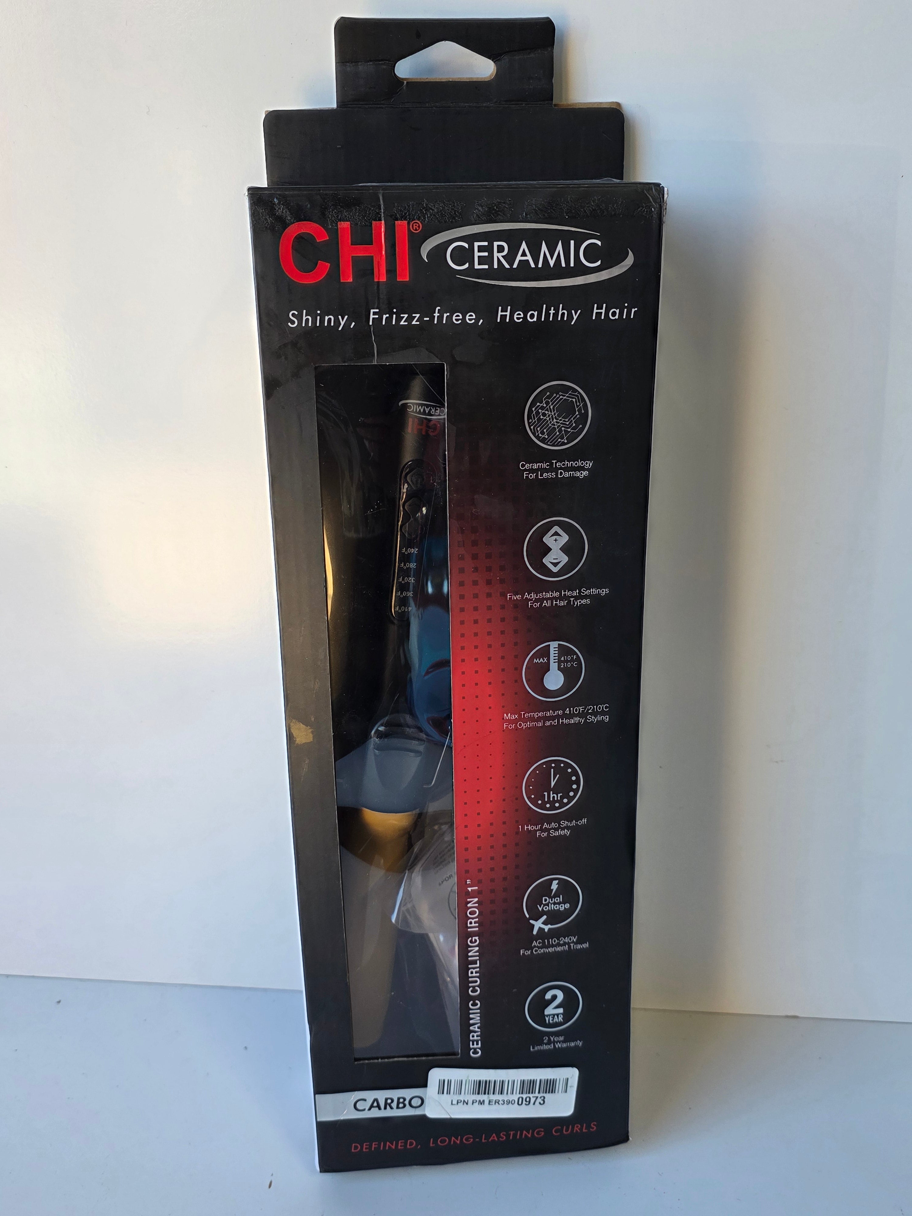 CHI Ceramic Curling Iron Professional Hair Styler With Adjustable Heat Settings