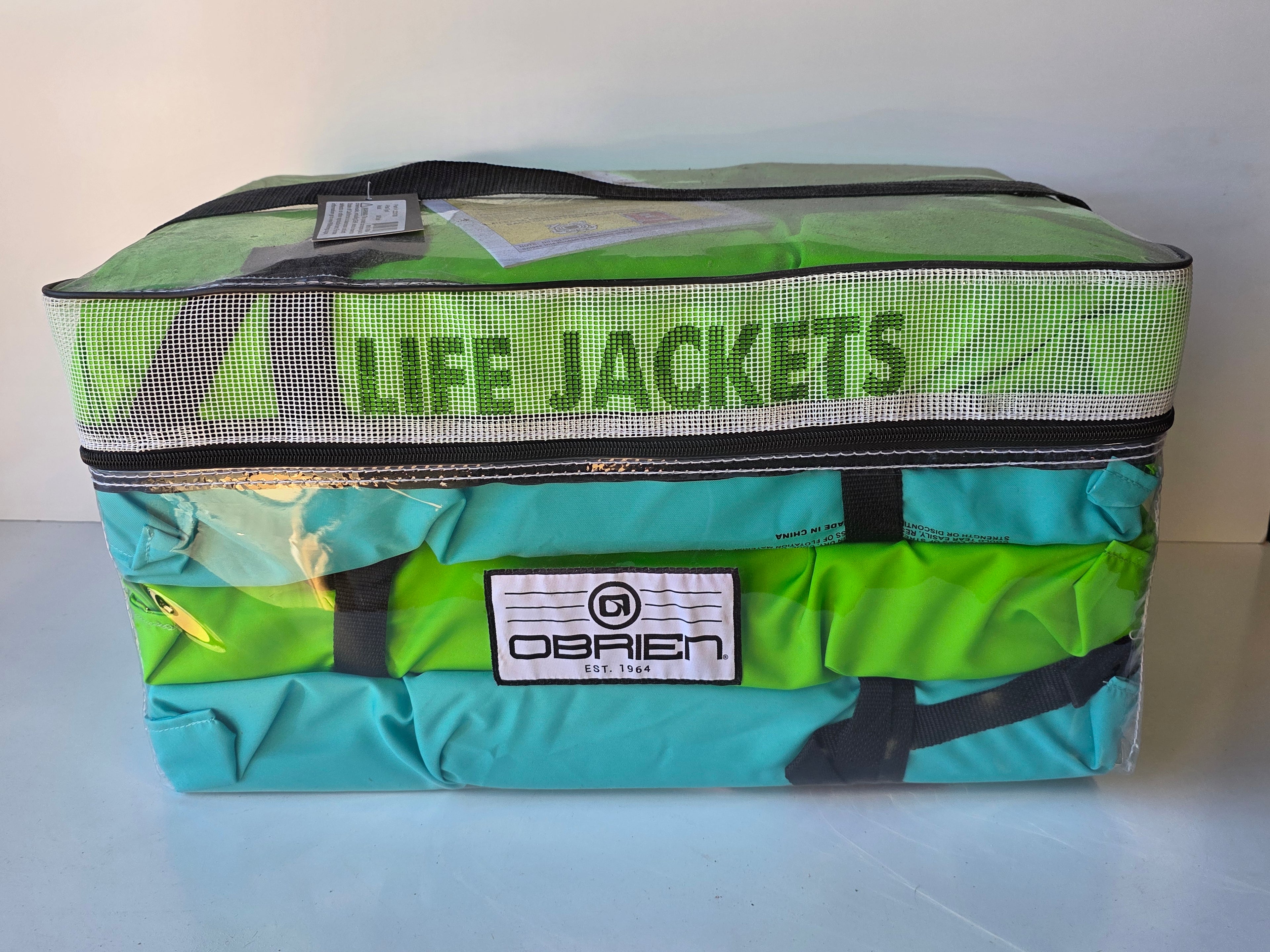 OBrien Type II Life Vest 4 Pack Blue Green Adult Boat Safety Gear Nylon Buckle Closure