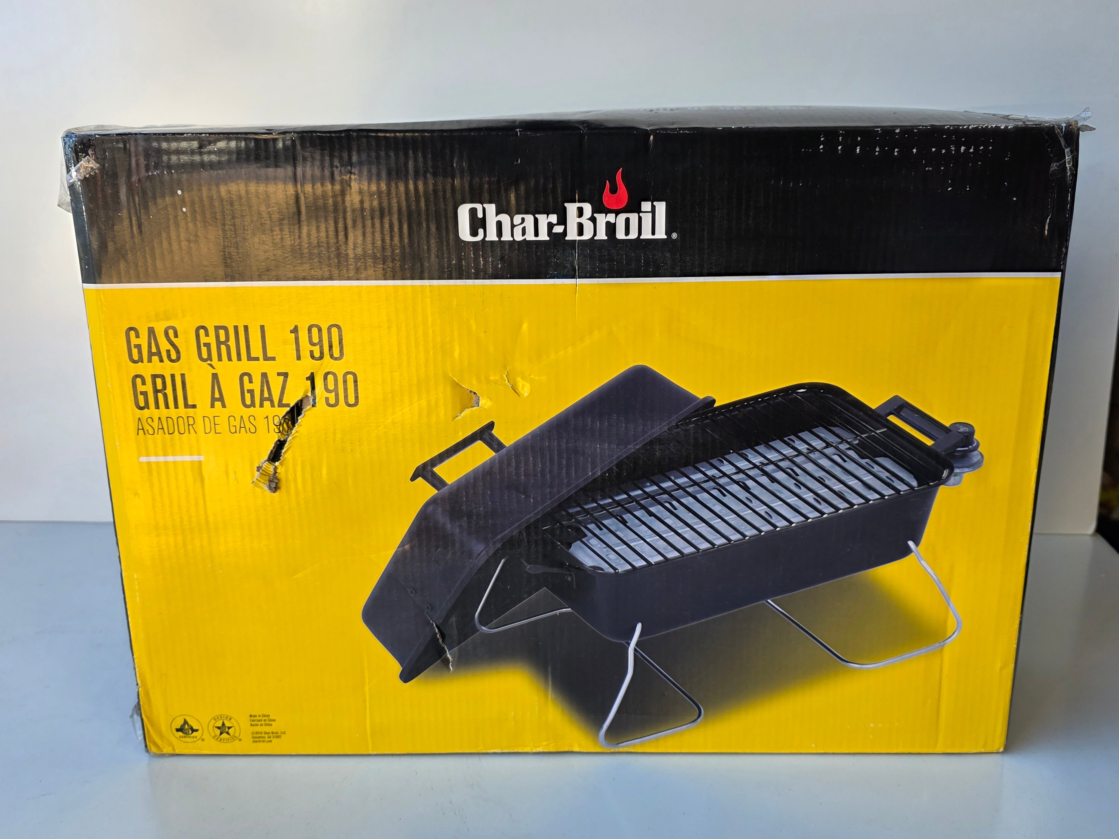 Char Broil Gas Grill 190 Portable Tabletop Propane BBQ With Folding Legs And Lid