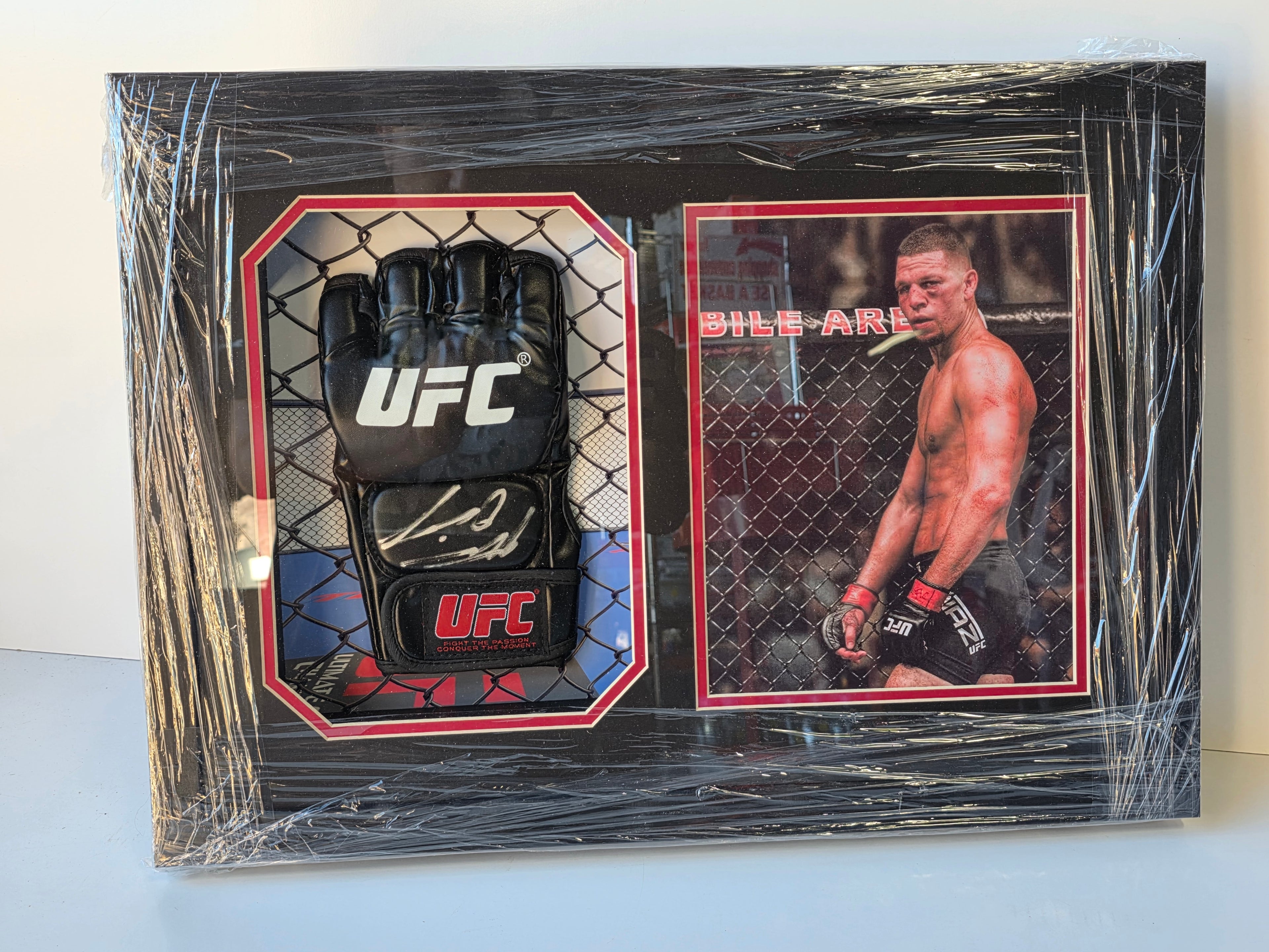 UFC Nate Diaz Framed Autographed Glove With Photo Display Collectible Memorabilia