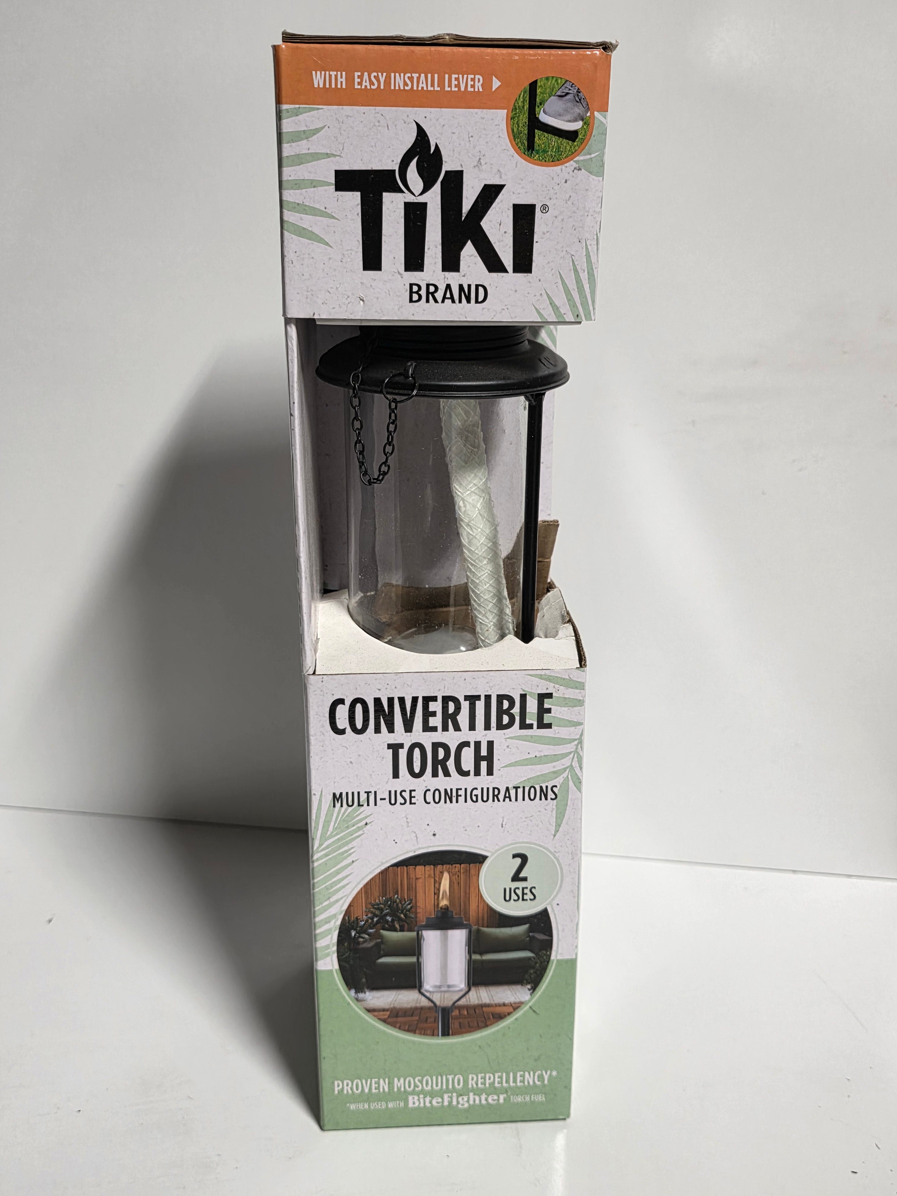 TIKI Brand Convertible Torch – Teal Metal Outdoor Tabletop or Pole Torch, BiteFighter® Fuel Compatible
