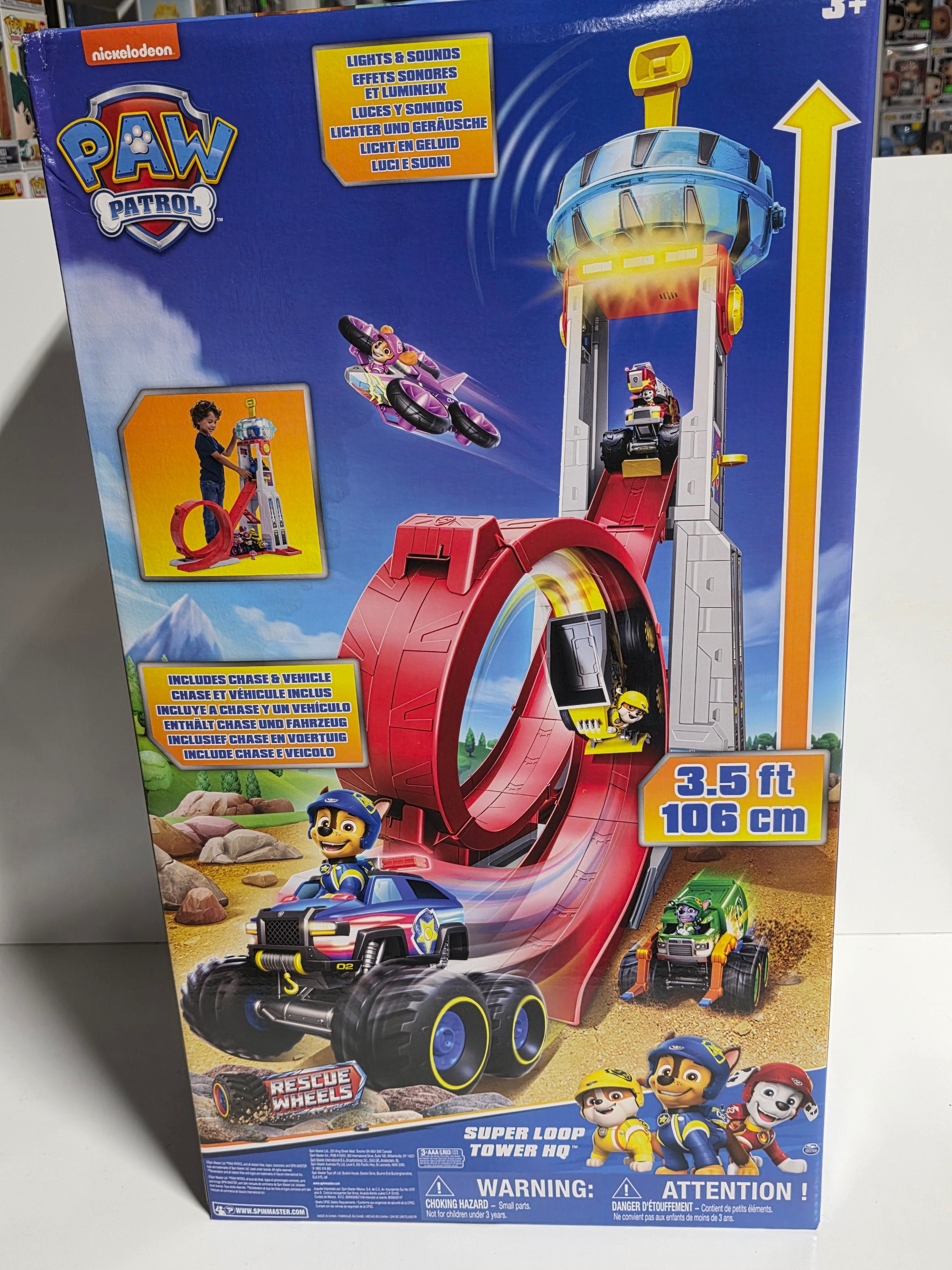 Nickelodeon Paw Patrol Super Loop Tower HQ Playset with Lights Sounds and Chase Vehicle