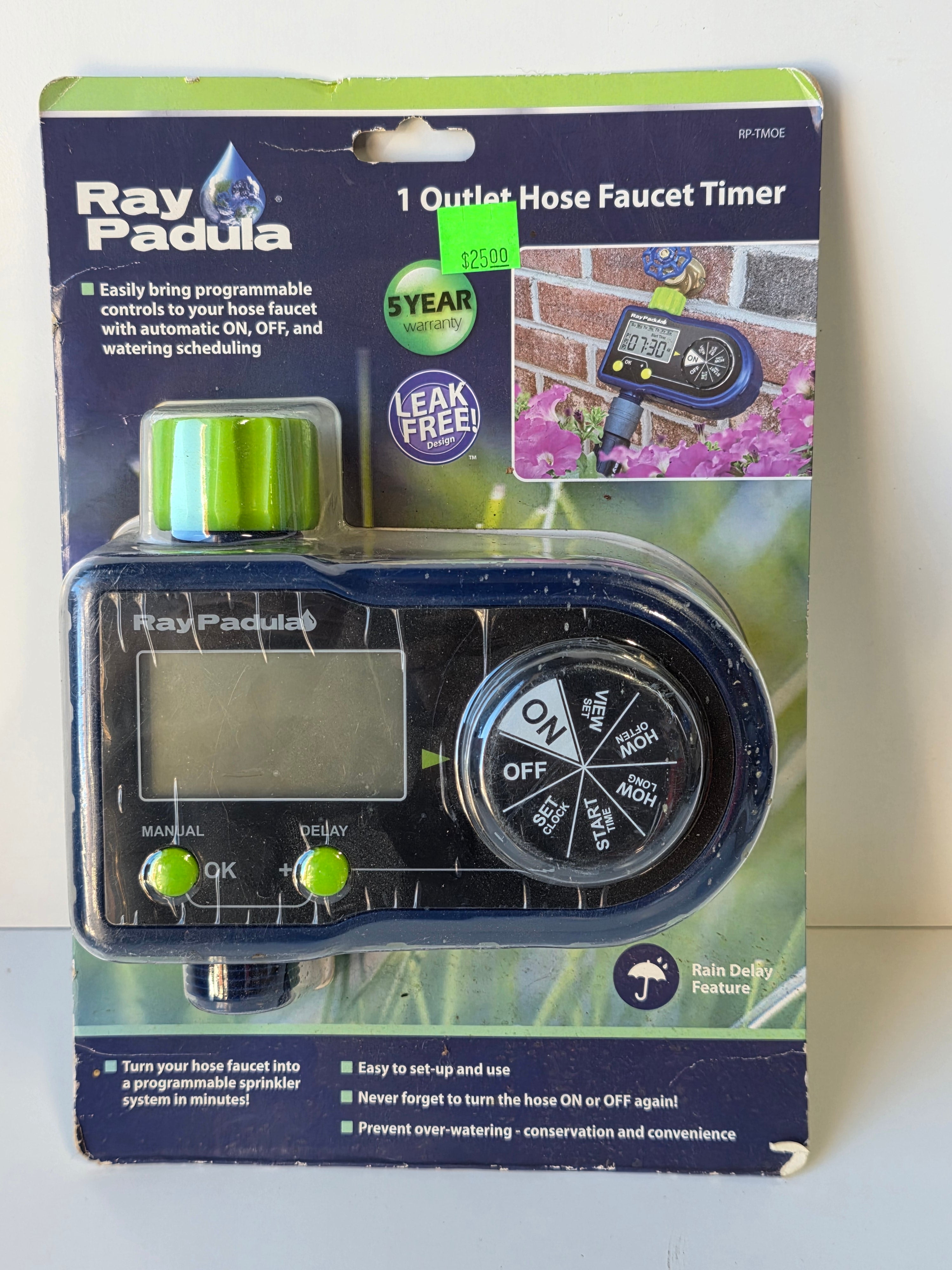 Ray Padula 1 Outlet Hose Faucet Timer Programmable Leak Free Rain Delay Watering Controller