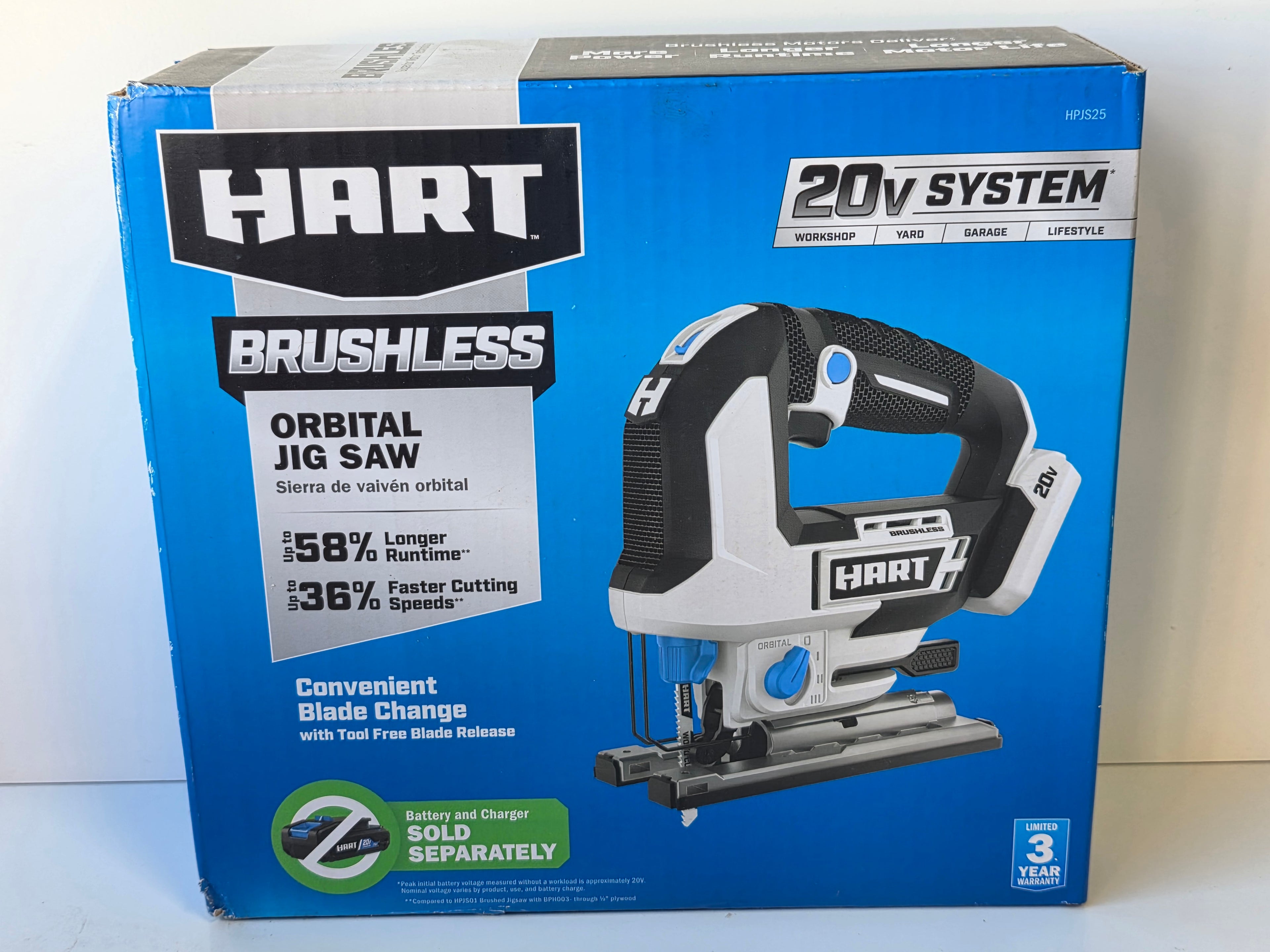 Hart 20V Brushless Orbital Jig Saw Tool Only HPJS25 Compact Precision Cutting Power Tool