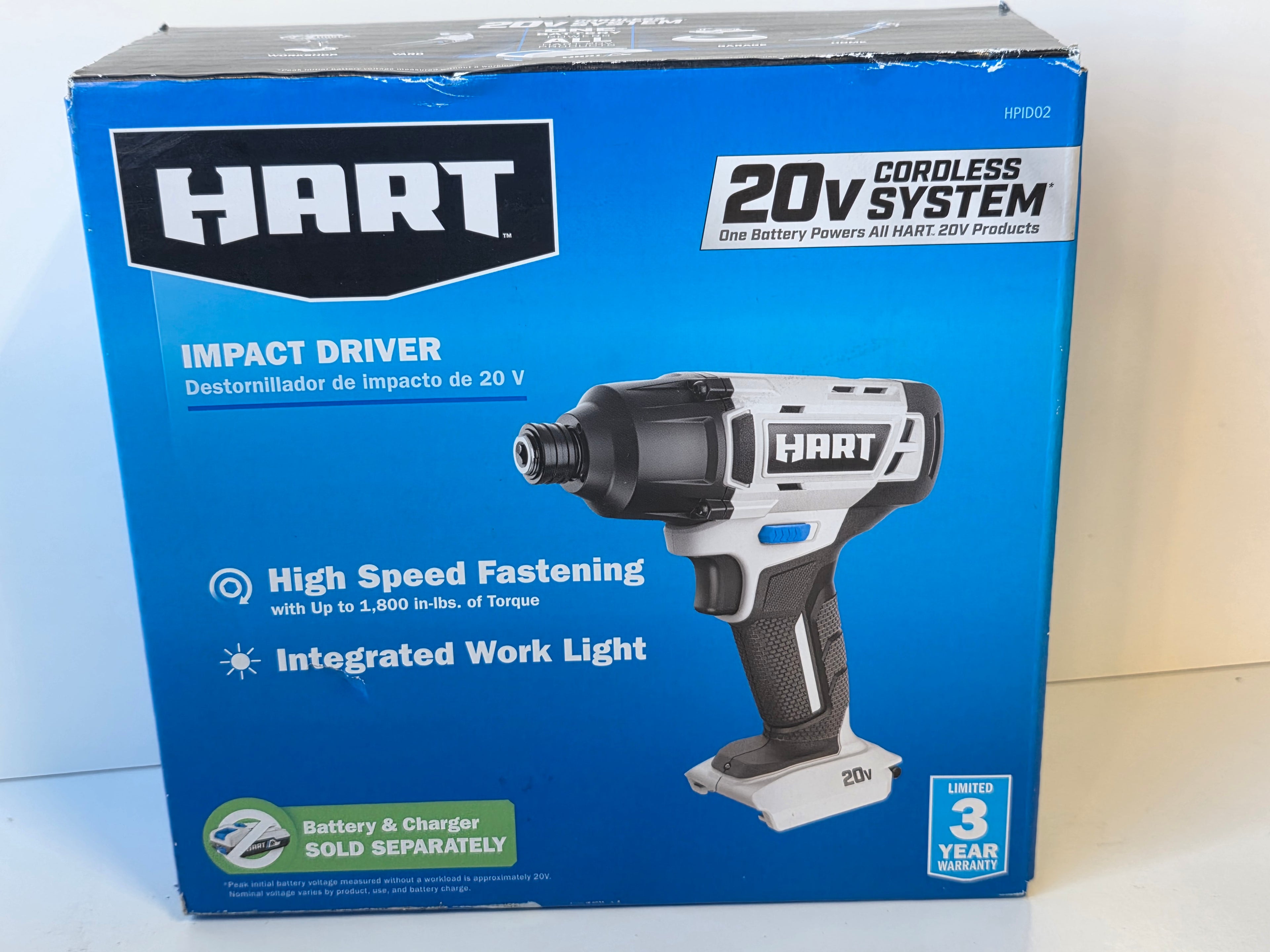 Hart 20V Cordless Impact Driver Tool Only High Torque 1800 in-lbs HPID02 Compact Power Tool