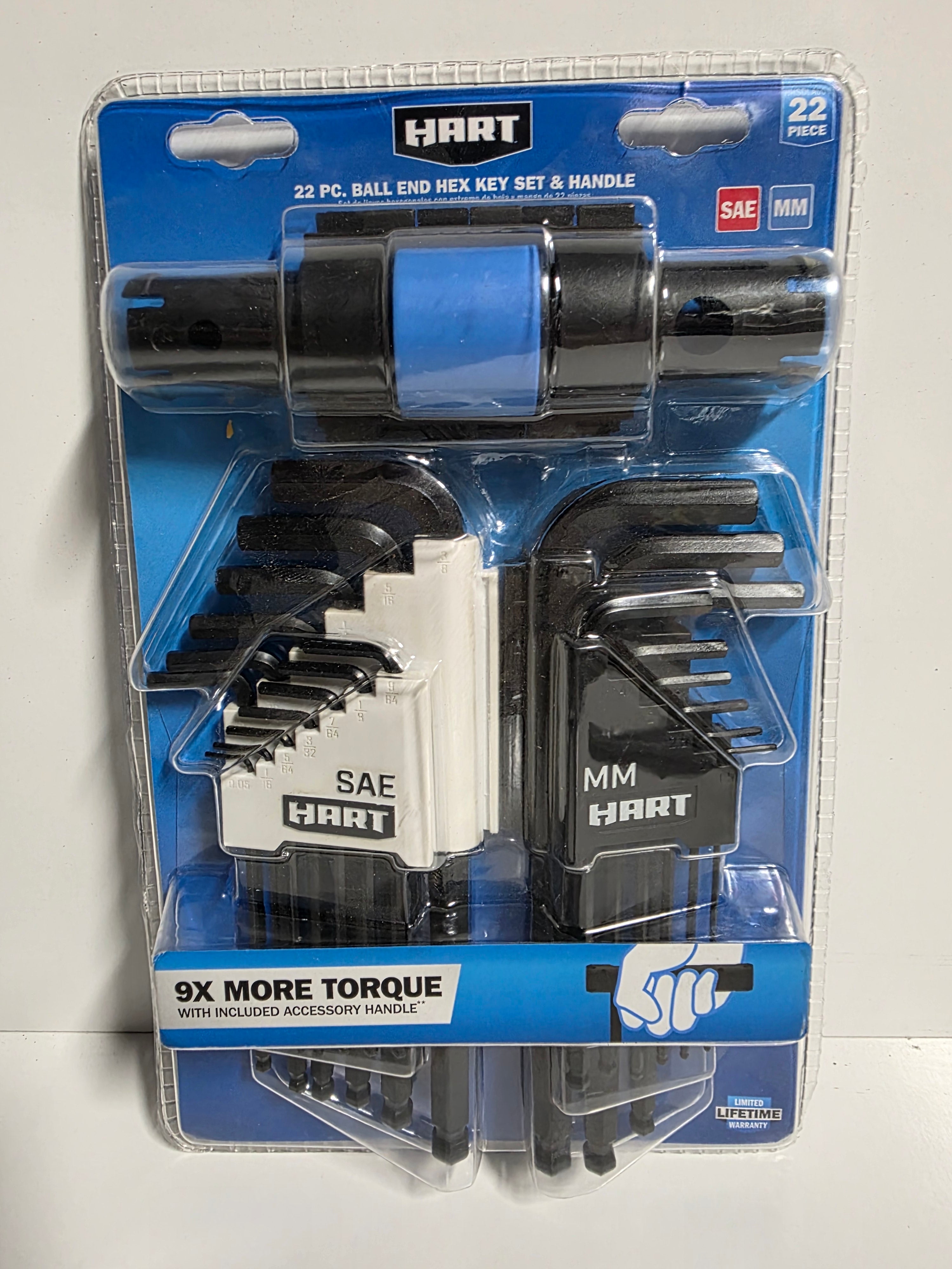 HART 22-Piece Ball End Hex Key Set with Torque Handle – SAE & Metric (MM) – New Sealed