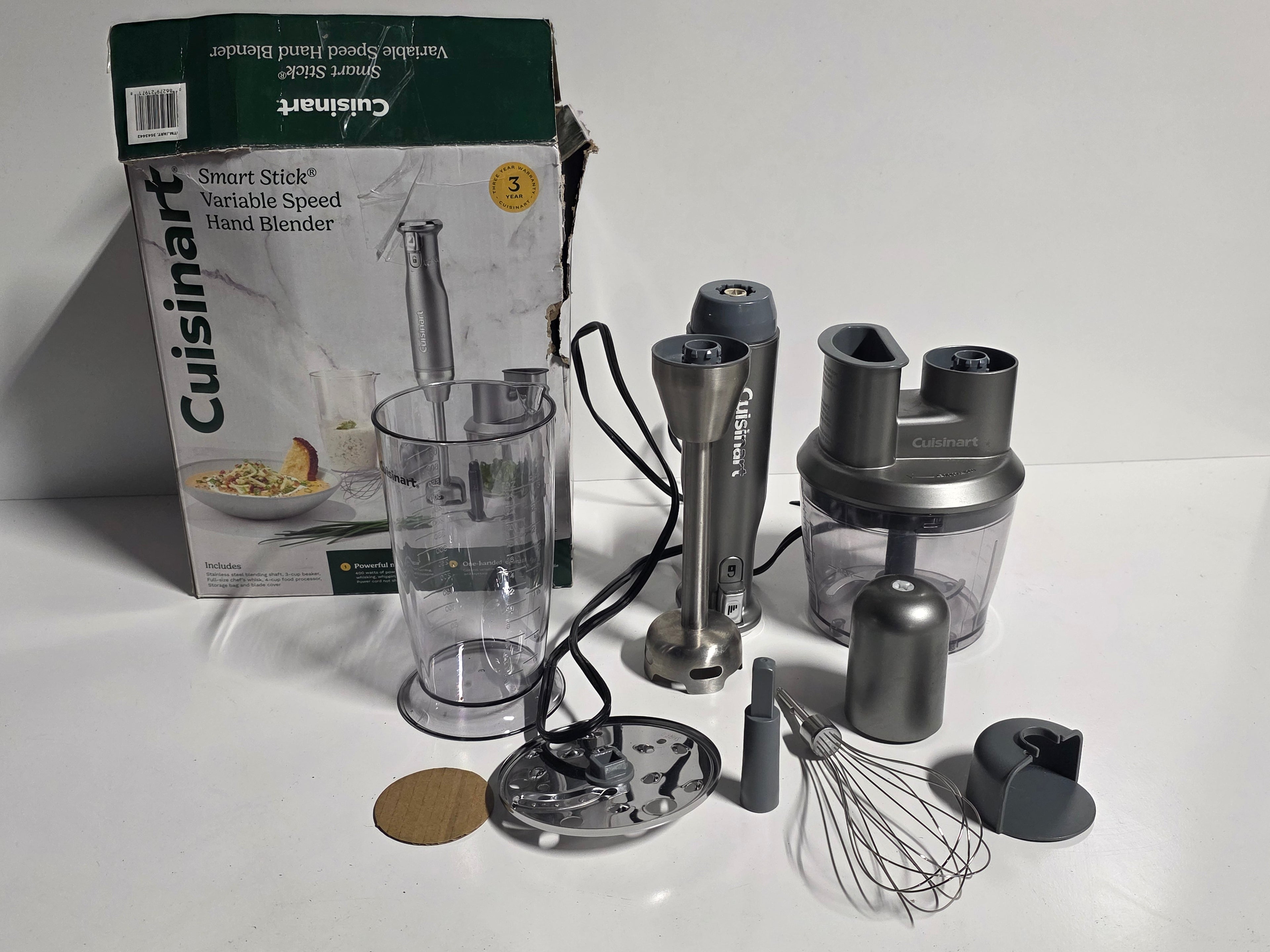 Cuisinart Smart Stick Variable Speed Hand Blender Set HB-400PC with Attachments and Box