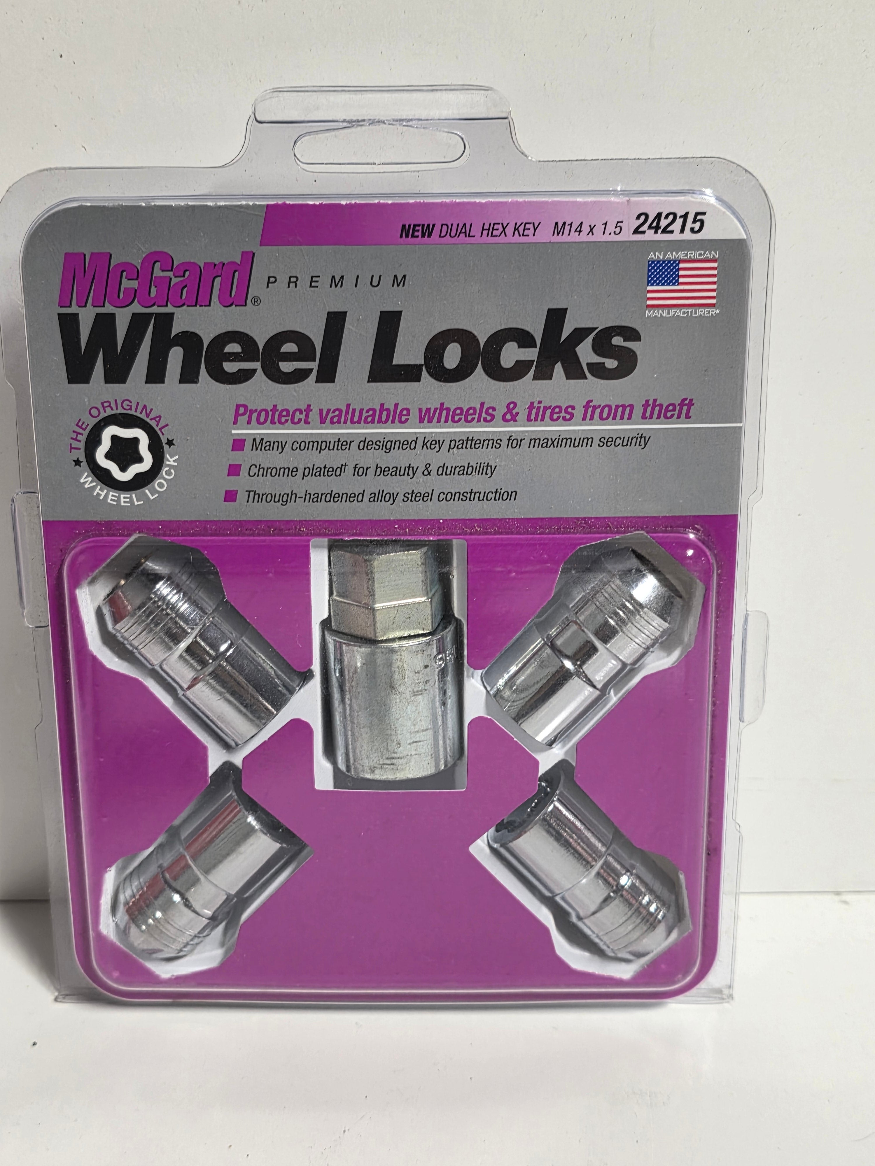 McGard 24215 Premium Wheel Locks Set M14 x 1.5 Dual Hex Key Chrome Lug Nut Security Kit