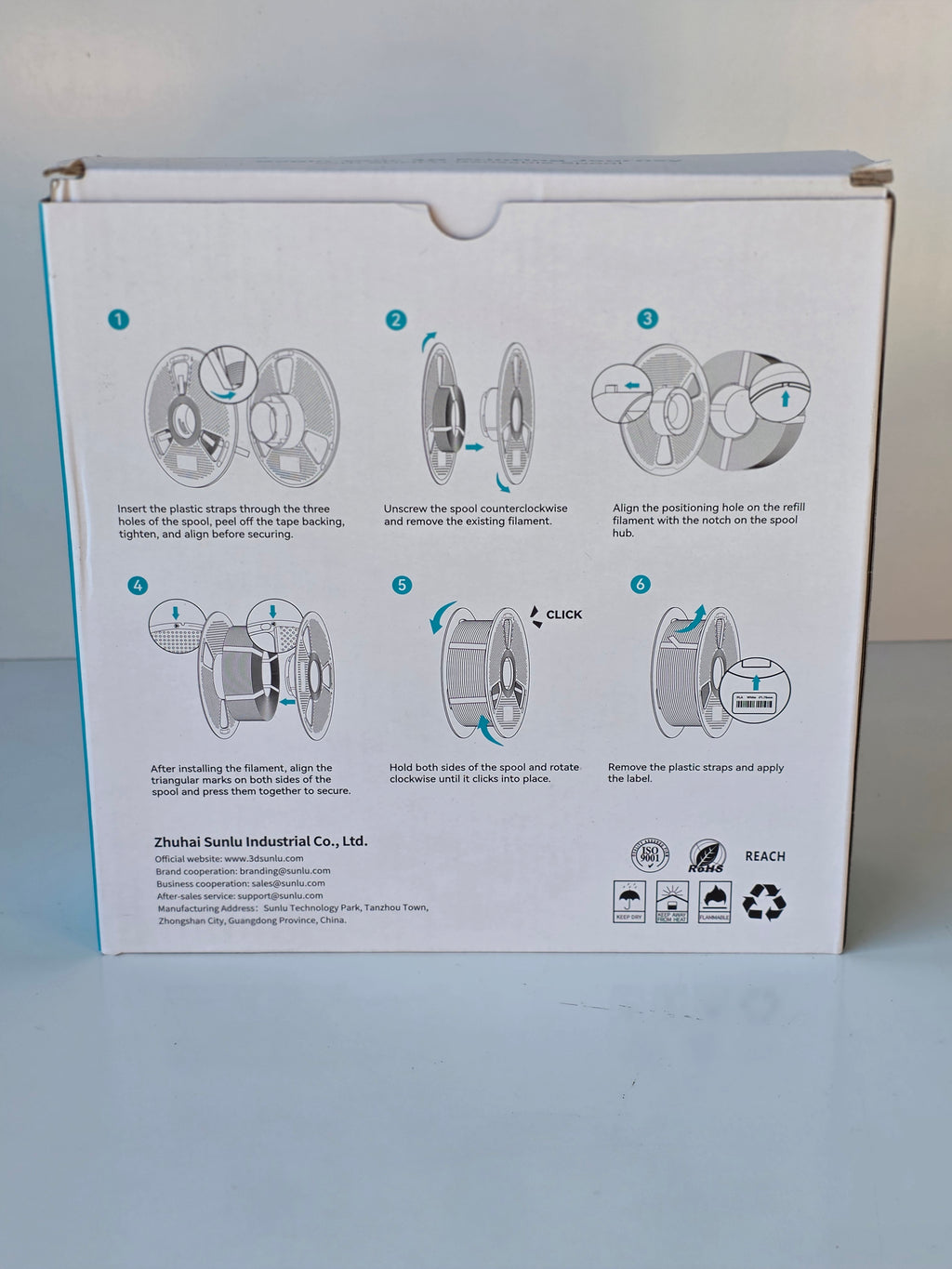 Sunlu 3D Printing Filament 1.75mm Reusable Spool PLA Material Precision Tolerance