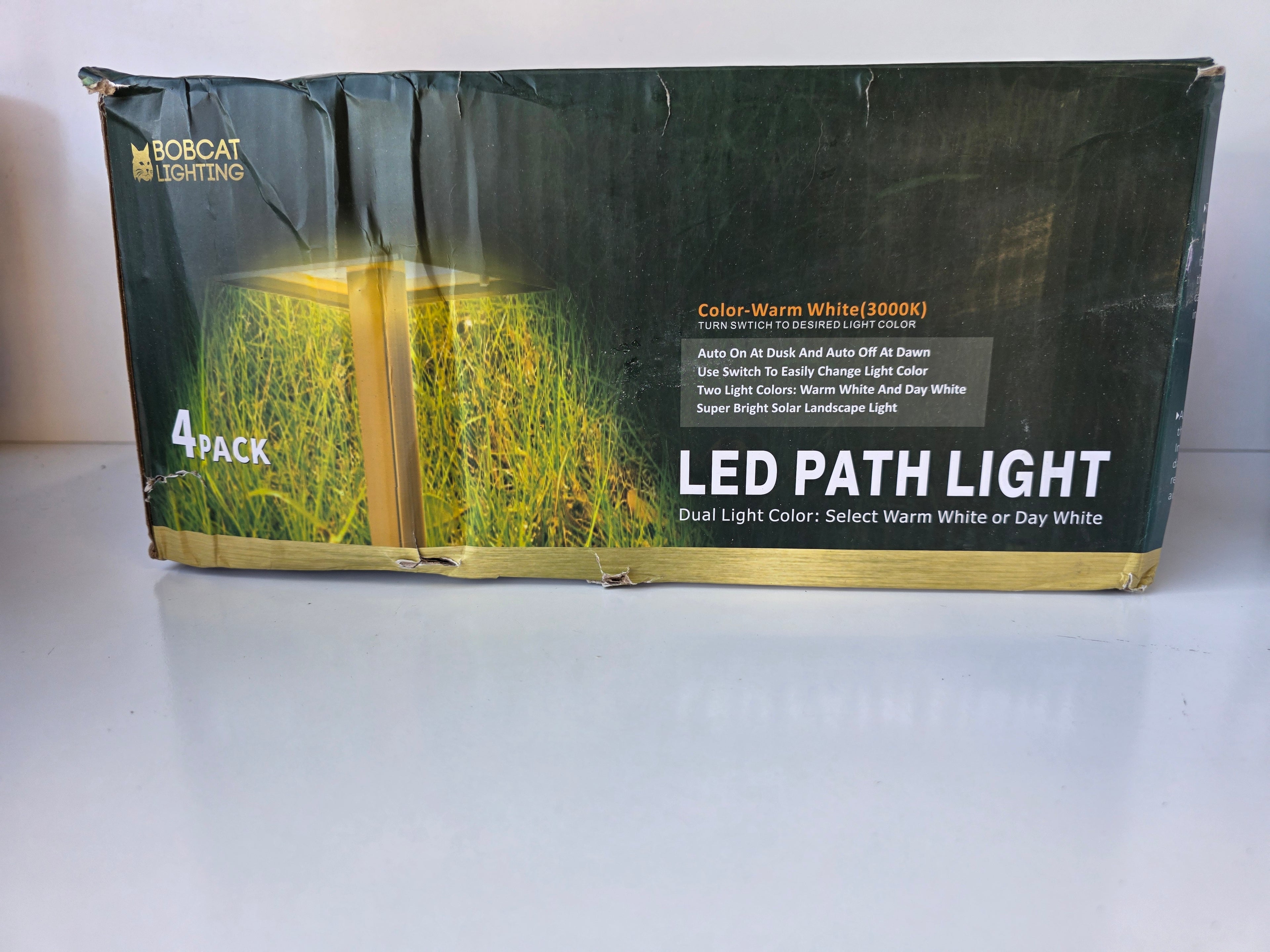 Bobcat Lighting LED Path Light 4-Pack Dual Color Solar Landscape Lights Warm or Day White
