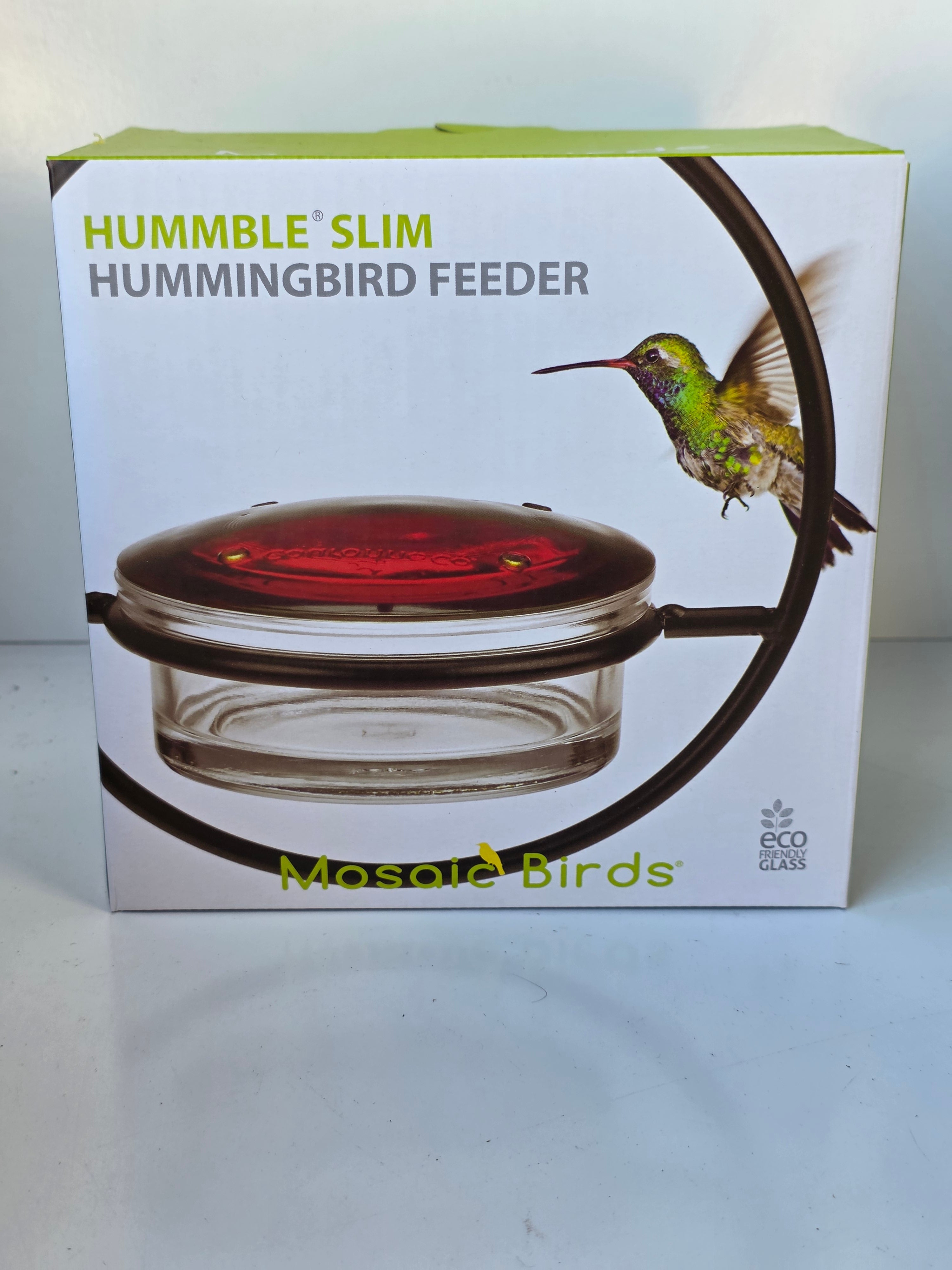 Mosaic Birds Hummble Slim Hummingbird Feeder Eco Glass Hanging Garden Feeder