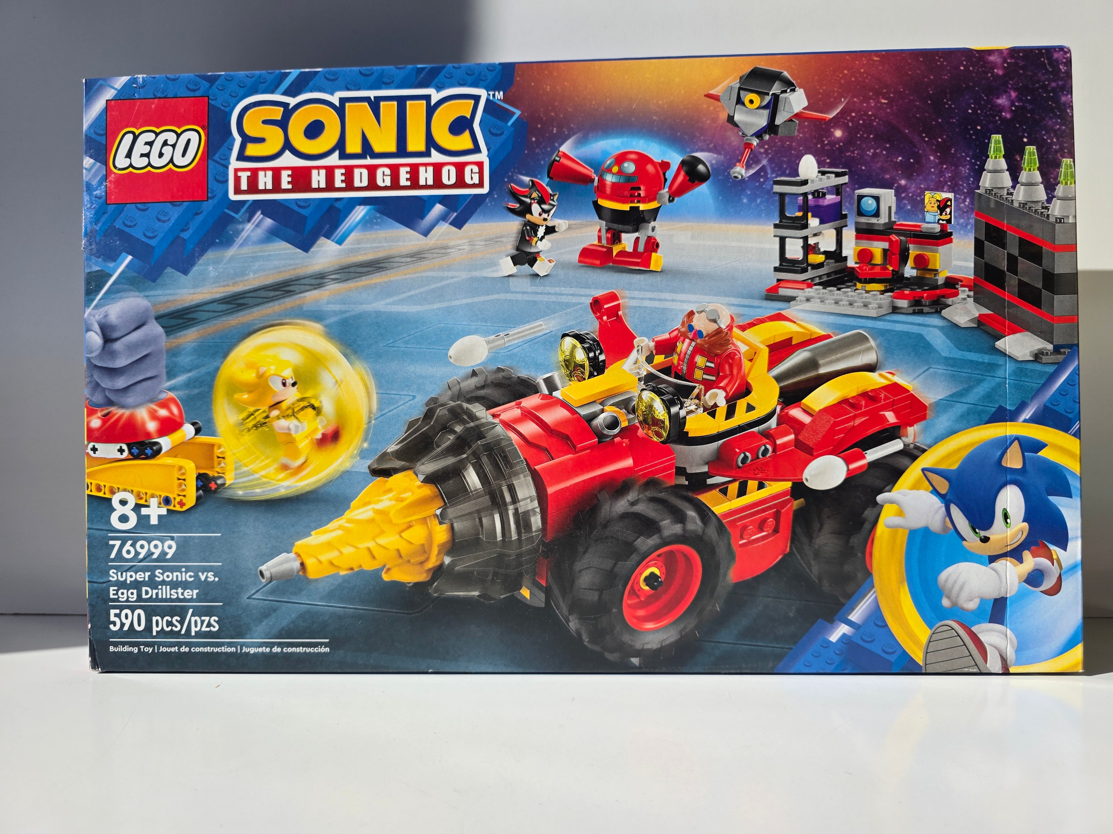 LEGO Sonic the Hedgehog: Super Sonic vs. Egg Drillster (Set 76999) – 590 Pieces – Includes Super Sonic, Shadow, and Dr. Eggman Figures