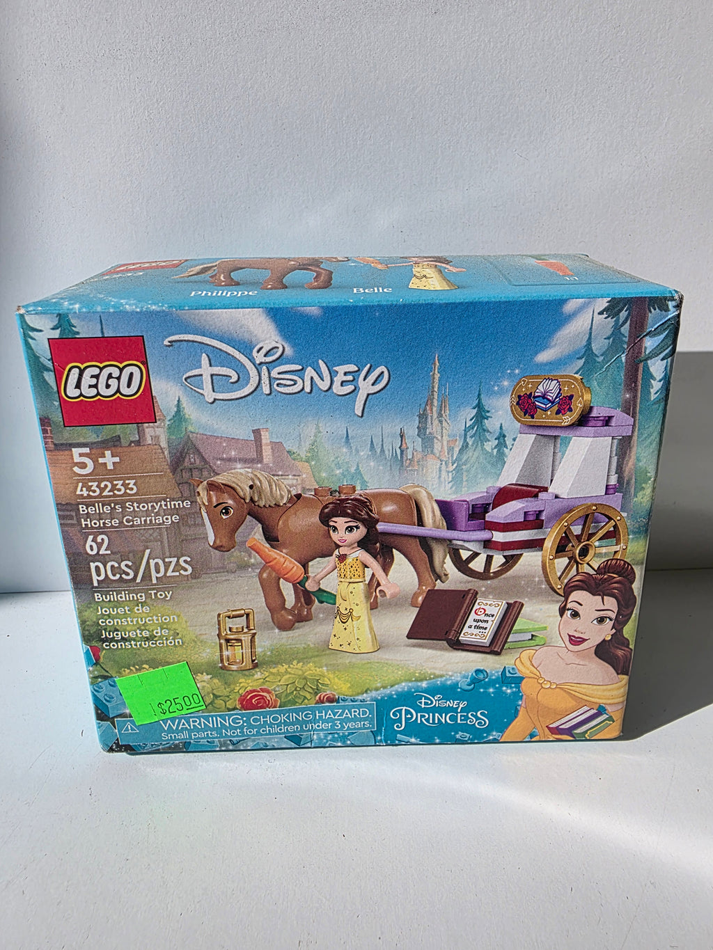 LEGO Disney Princess: Belle’s Storytime Horse Carriage (Set 43233) – 62 Pieces – Buildable Carriage with Belle and Philippe