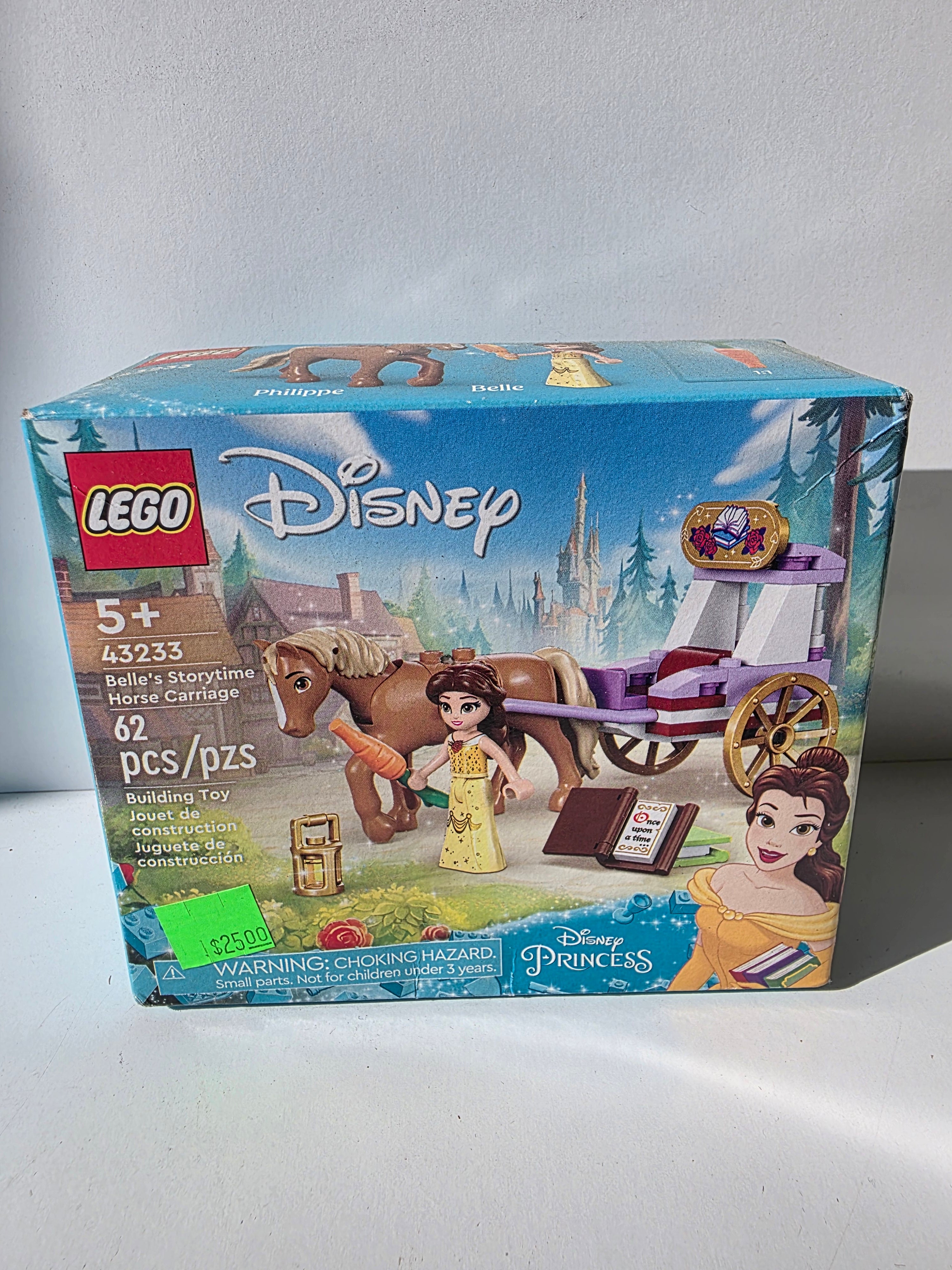 LEGO Disney Princess: Belle’s Storytime Horse Carriage (Set 43233) – 62 Pieces – Buildable Carriage with Belle and Philippe