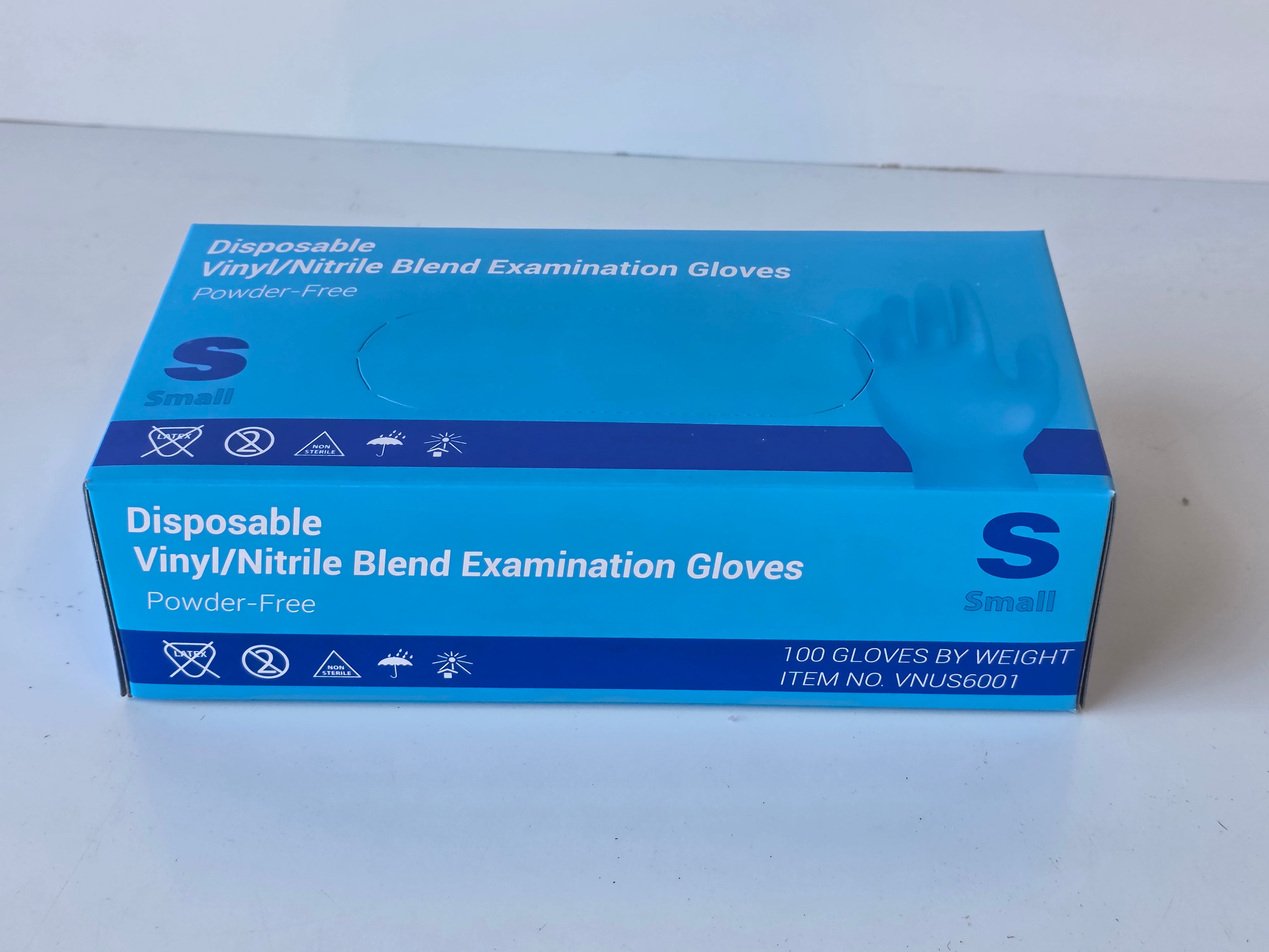 Disposable Small Vinyl Nitrile Blend Powder-Free Examination Gloves Box of 100 Blue Medical Grade