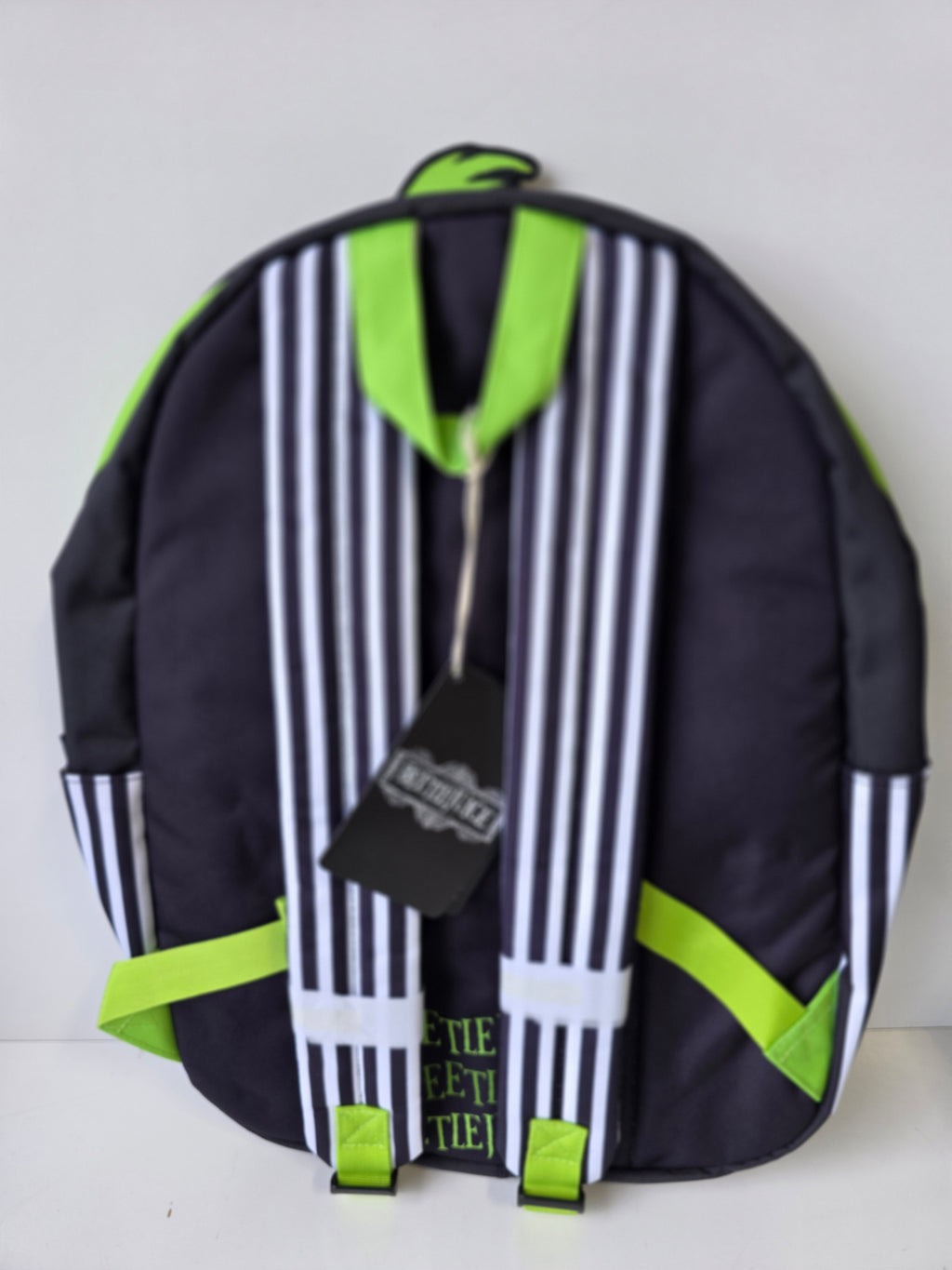 Beetlejuice Character Backpack Black Green Striped School Bag Licensed Loungefly Style