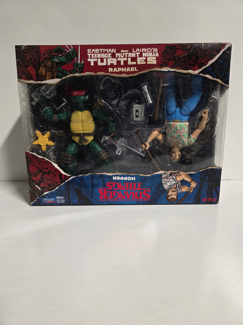 TMNT x Stranger Things Raphael Hopper Action Figure Set Collectible Piece BoxedTMNT x Stranger Things Raphael Hopper Action Figure Set Collectible Piece Boxed