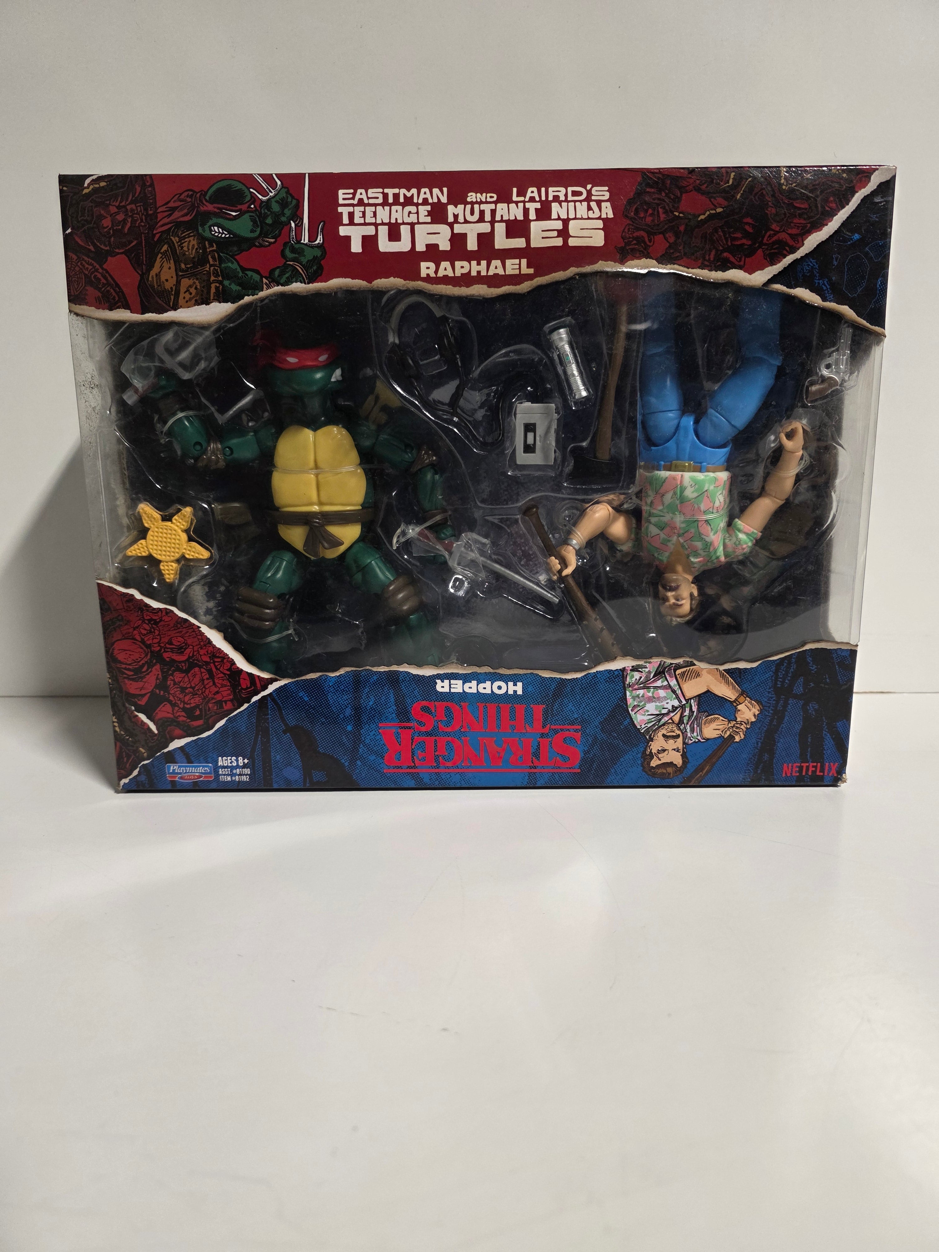 TMNT x Stranger Things Raphael Hopper Action Figure Set Collectible Piece BoxedTMNT x Stranger Things Raphael Hopper Action Figure Set Collectible Piece Boxed