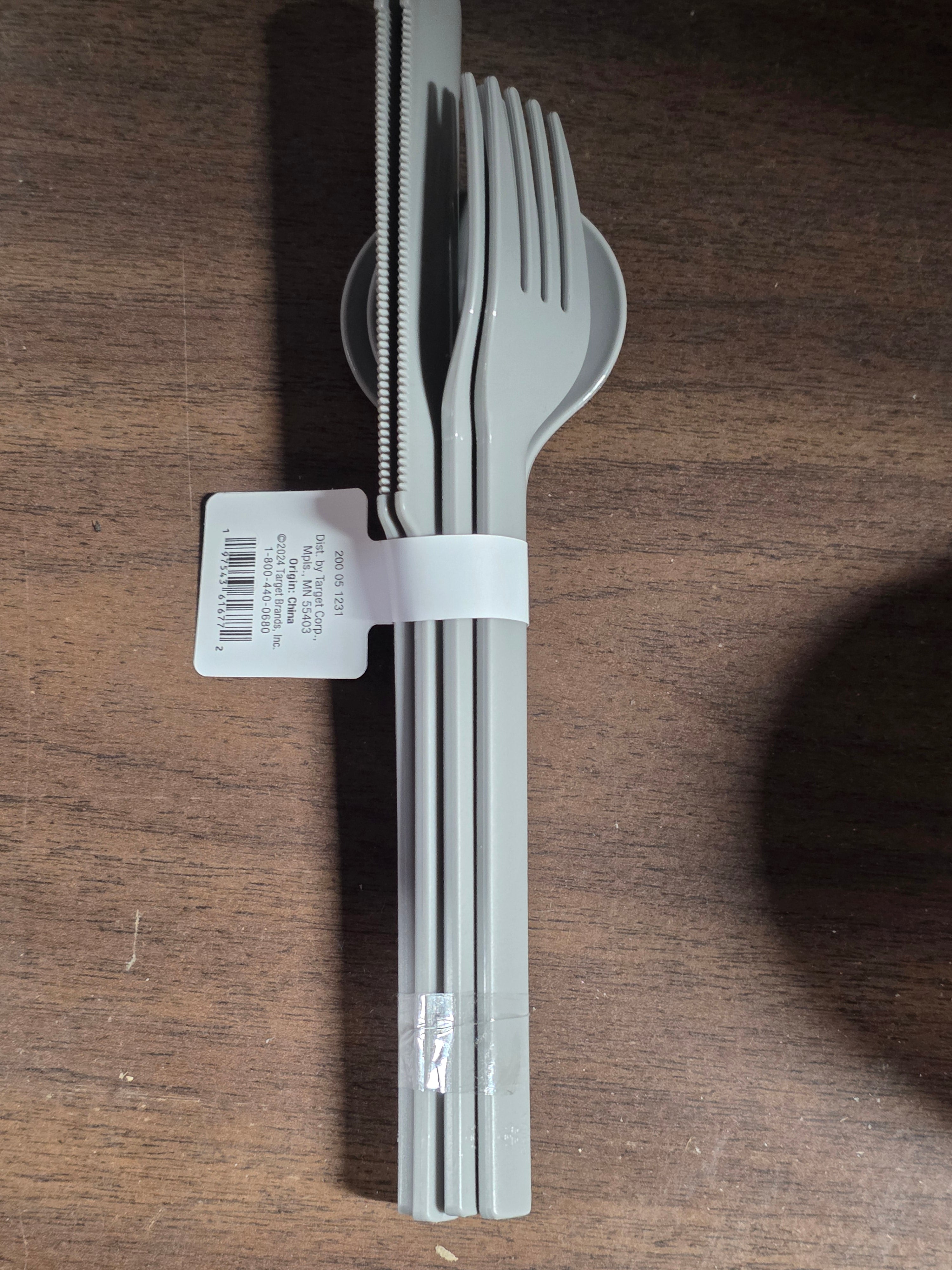 Room Essentials Recycled Plastic Flatware Set Gray BPA Free Dishwasher Safe Dining Kit