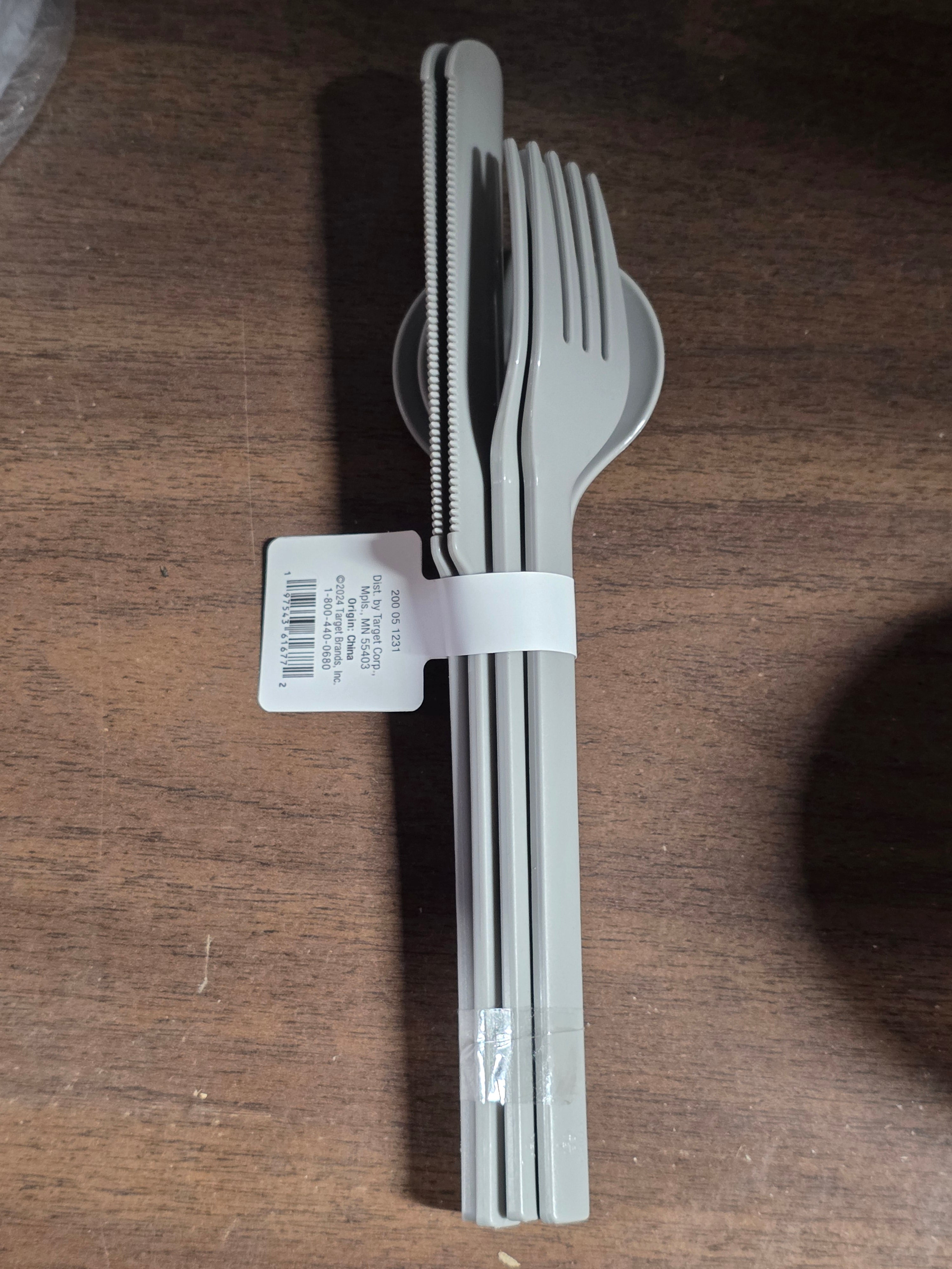 Room Essentials Recycled Plastic Flatware Set Gray BPA Free Dishwasher Safe Dining Kit