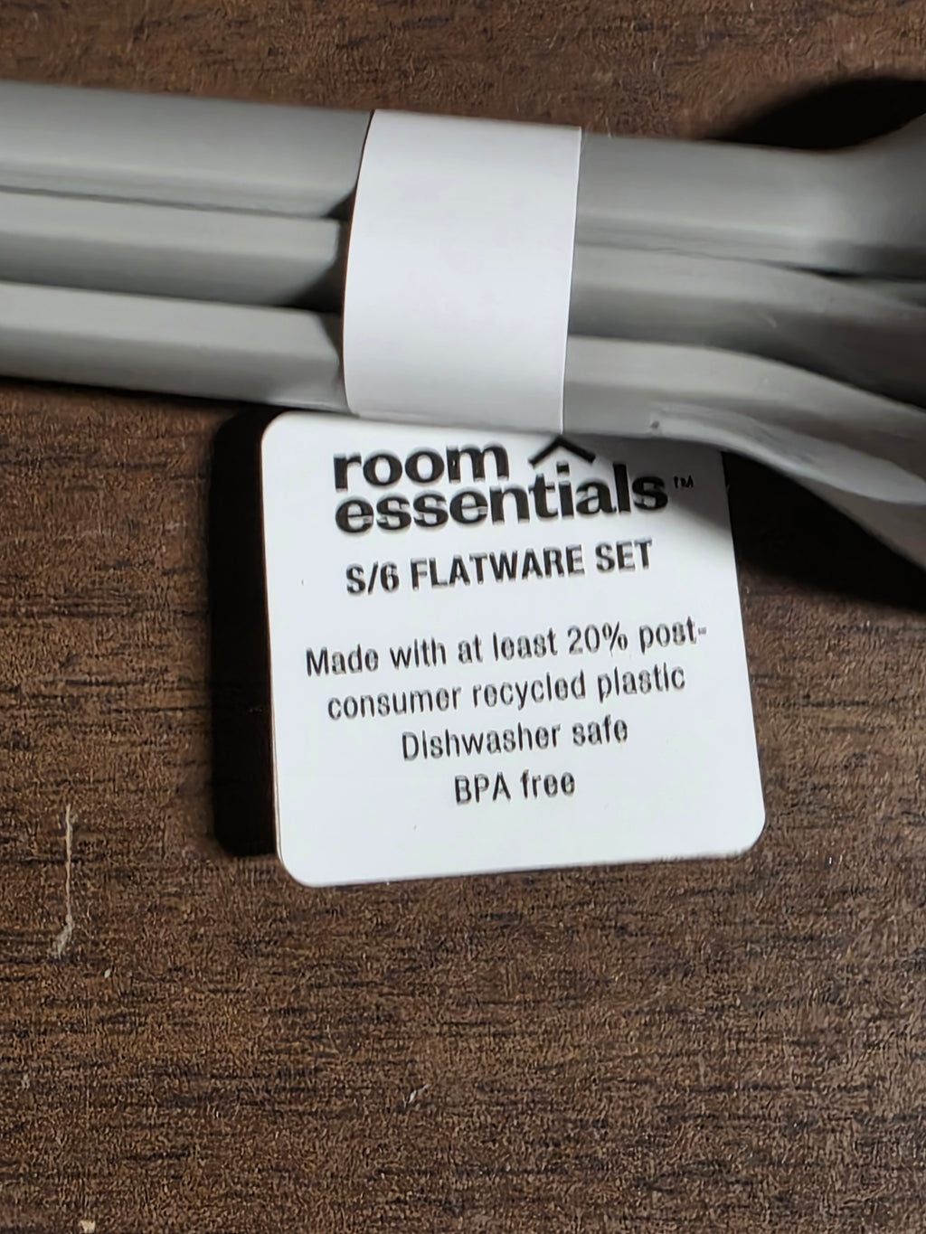 Room Essentials Recycled Plastic Flatware Set Gray BPA Free Dishwasher Safe Dining Kit