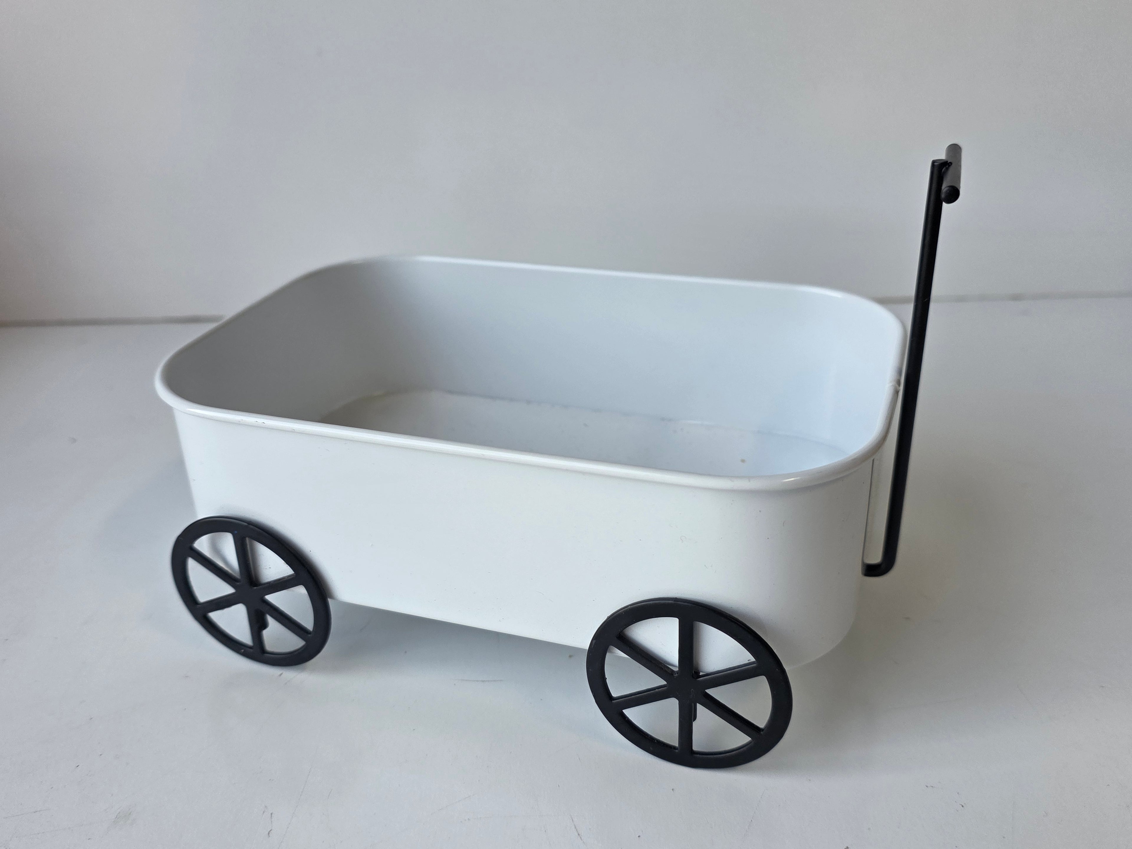 White Metal Mini Pumpkin Cart Rustic Fall Decor Display Wagon Seasonal Harvest Accent