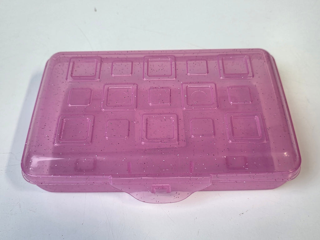 Sterilite Pink Glitter Plastic Storage Box 8.375x5.625x2.125 Small Organizer Case with Snap Lid