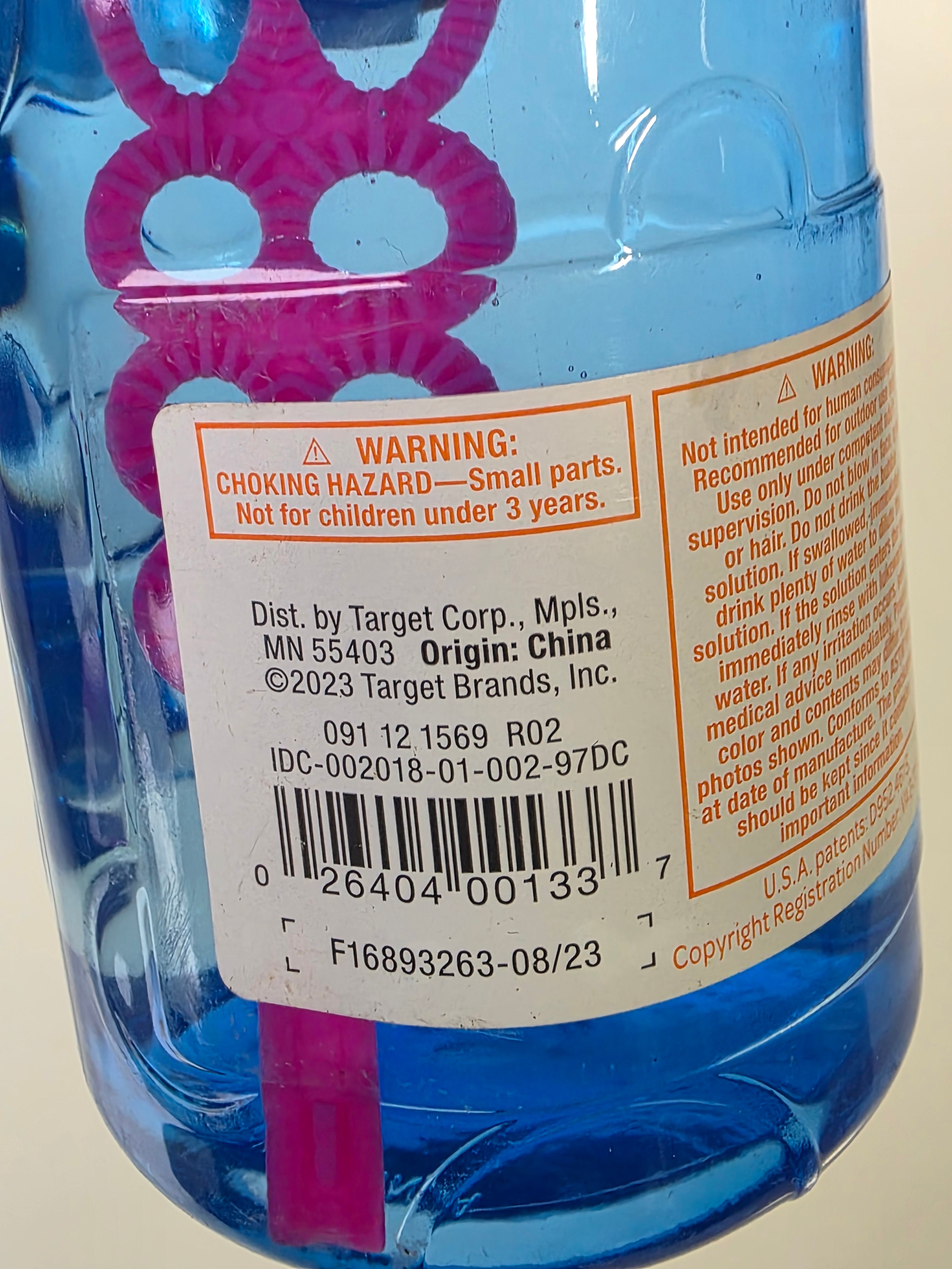 Sun Squad Bubble Solution 16 fl oz Blue Bottle Non-Toxic Outdoor Bubble Play