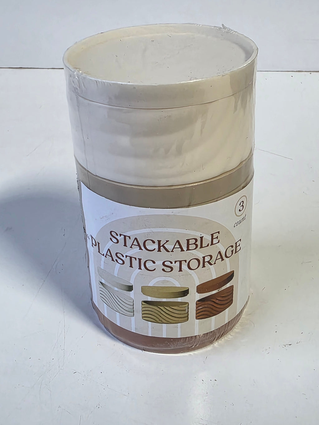 Horizon Group USA Stackable Plastic Storage Containers Neutral Color 3-Piece Set