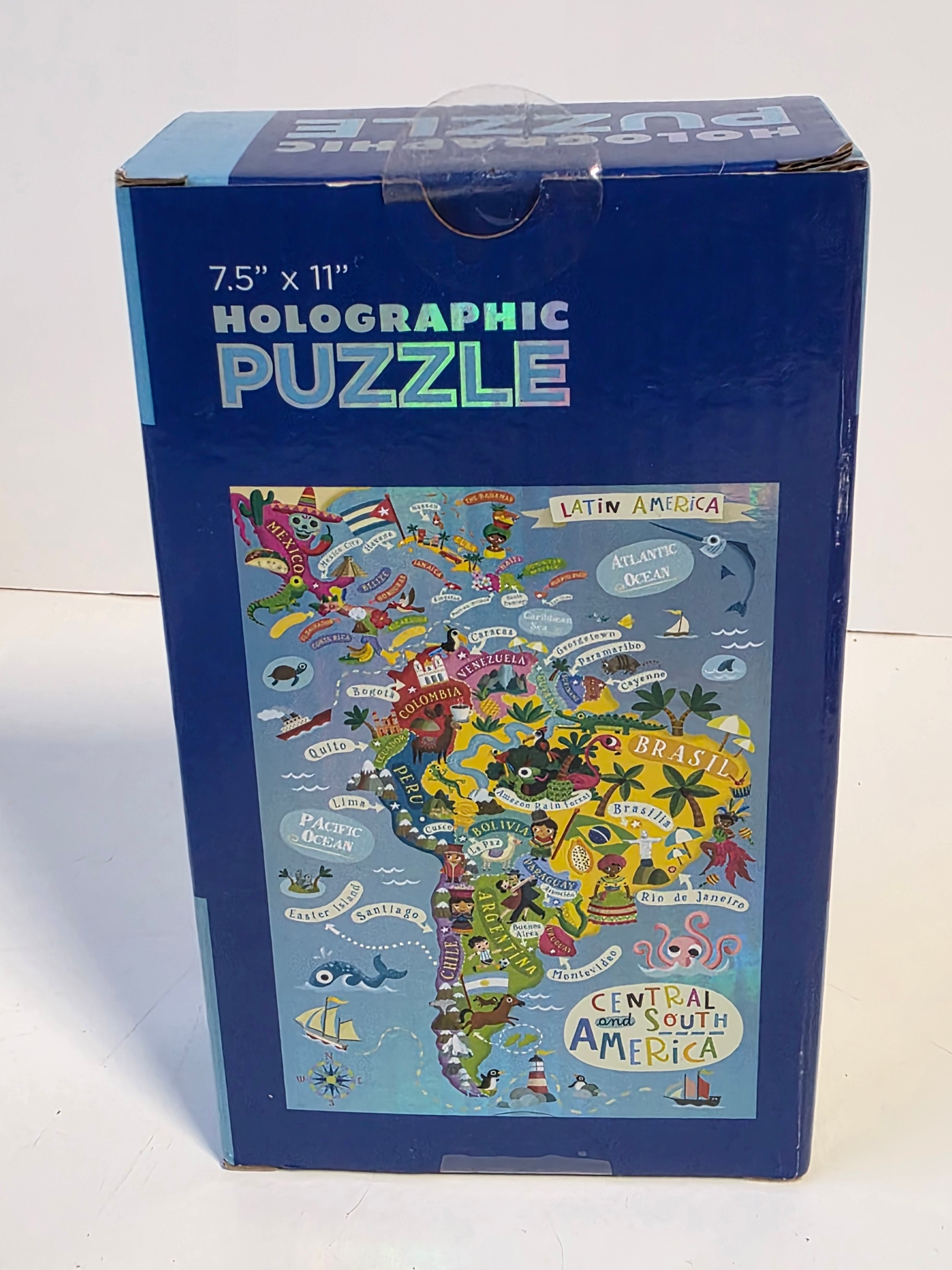 Holographic Central and South America Map Puzzle 7.5x11 Educational Kids Learning Toy