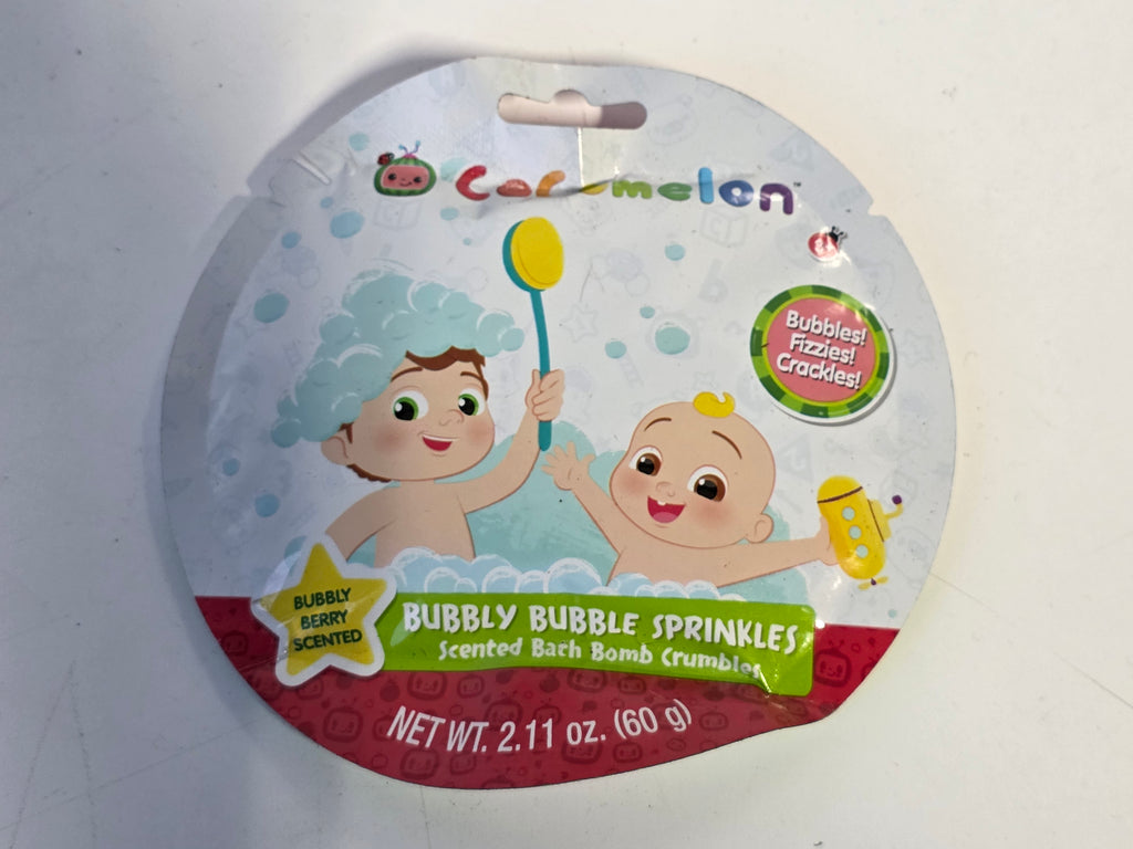 CoComelon Bubbly Bubble Sprinkles Berry Scented Bath Bomb Crumbles Kids Fizzy Packet
