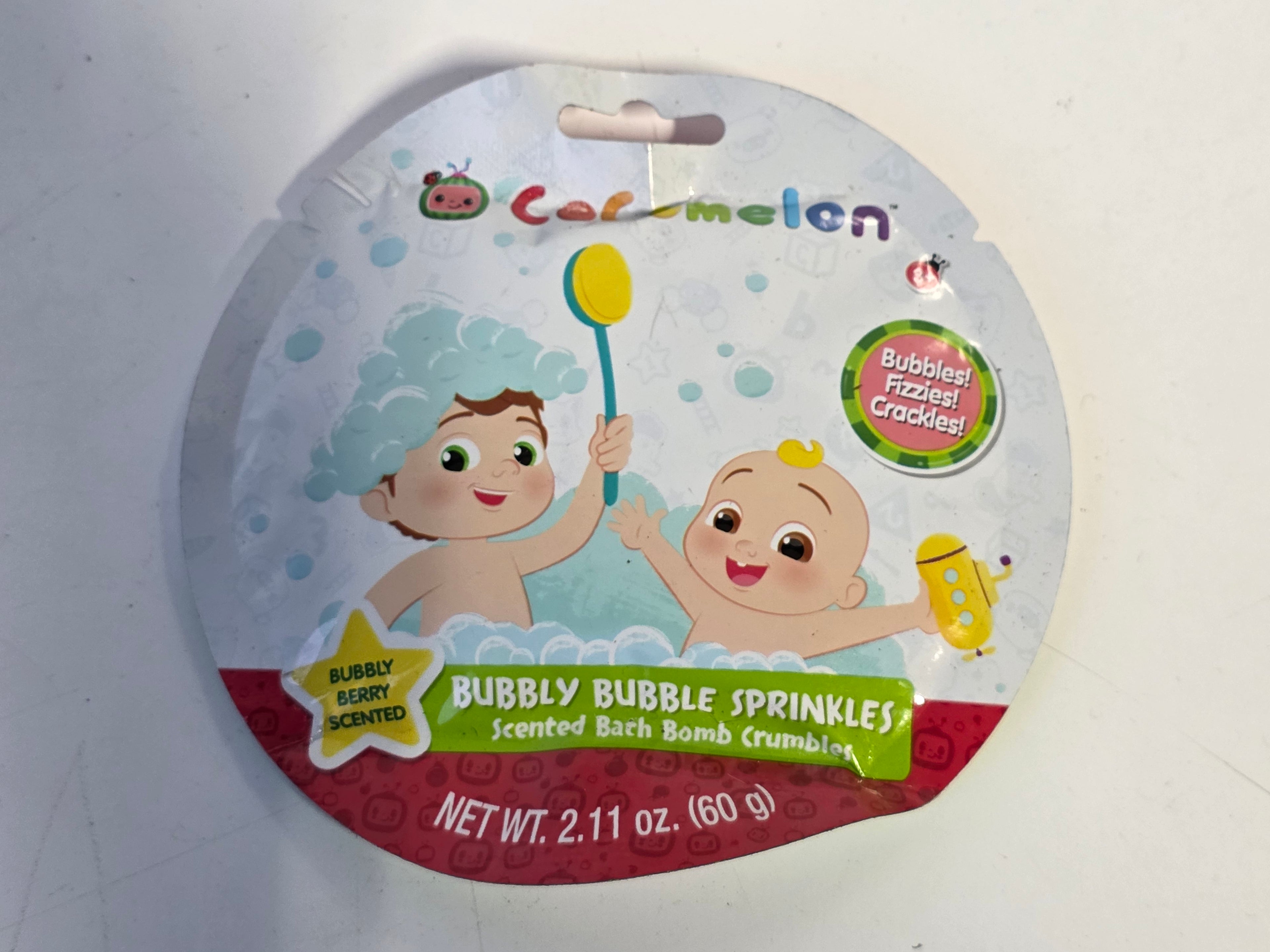CoComelon Bubbly Bubble Sprinkles Berry Scented Bath Bomb Crumbles Kids Fizzy Packet