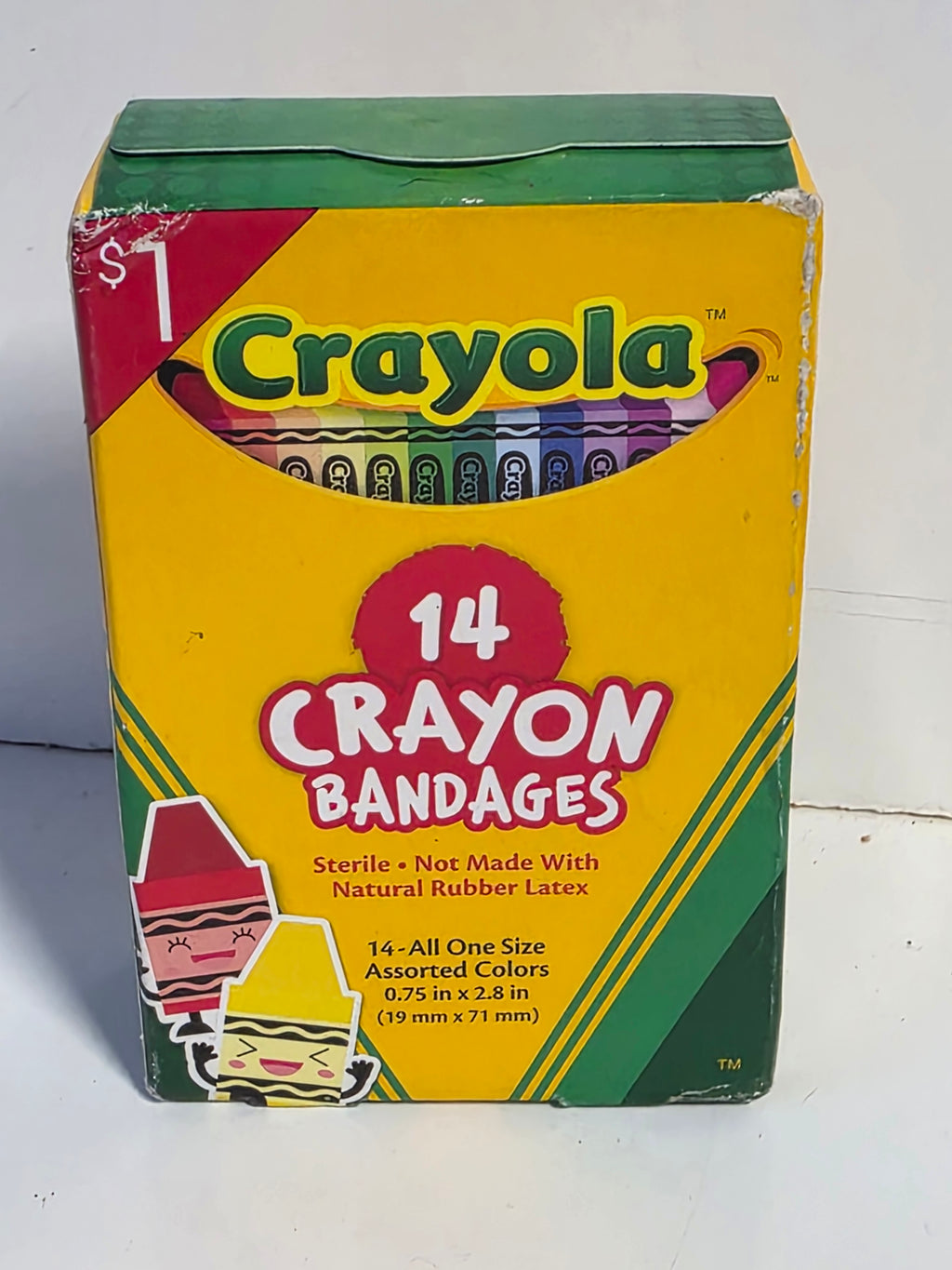 Crayola 14 Count Crayon Bandages Kids Sterile Assorted Color First Aid Set Kit