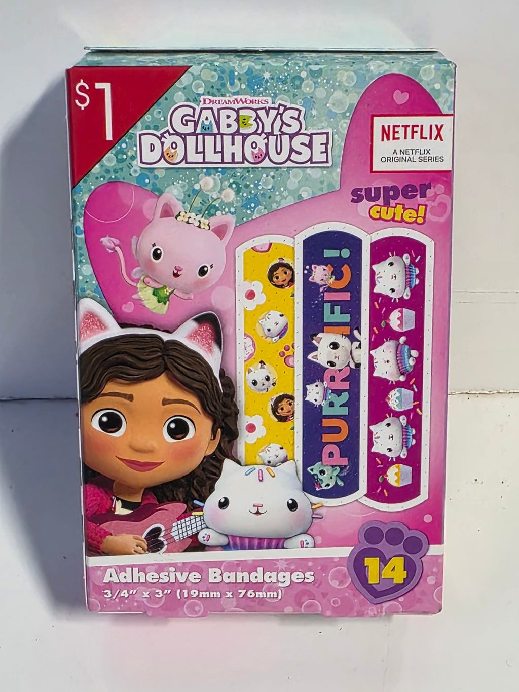Gabby’s Dollhouse Kids Adhesive Bandages 14-Count Character First Aid Set